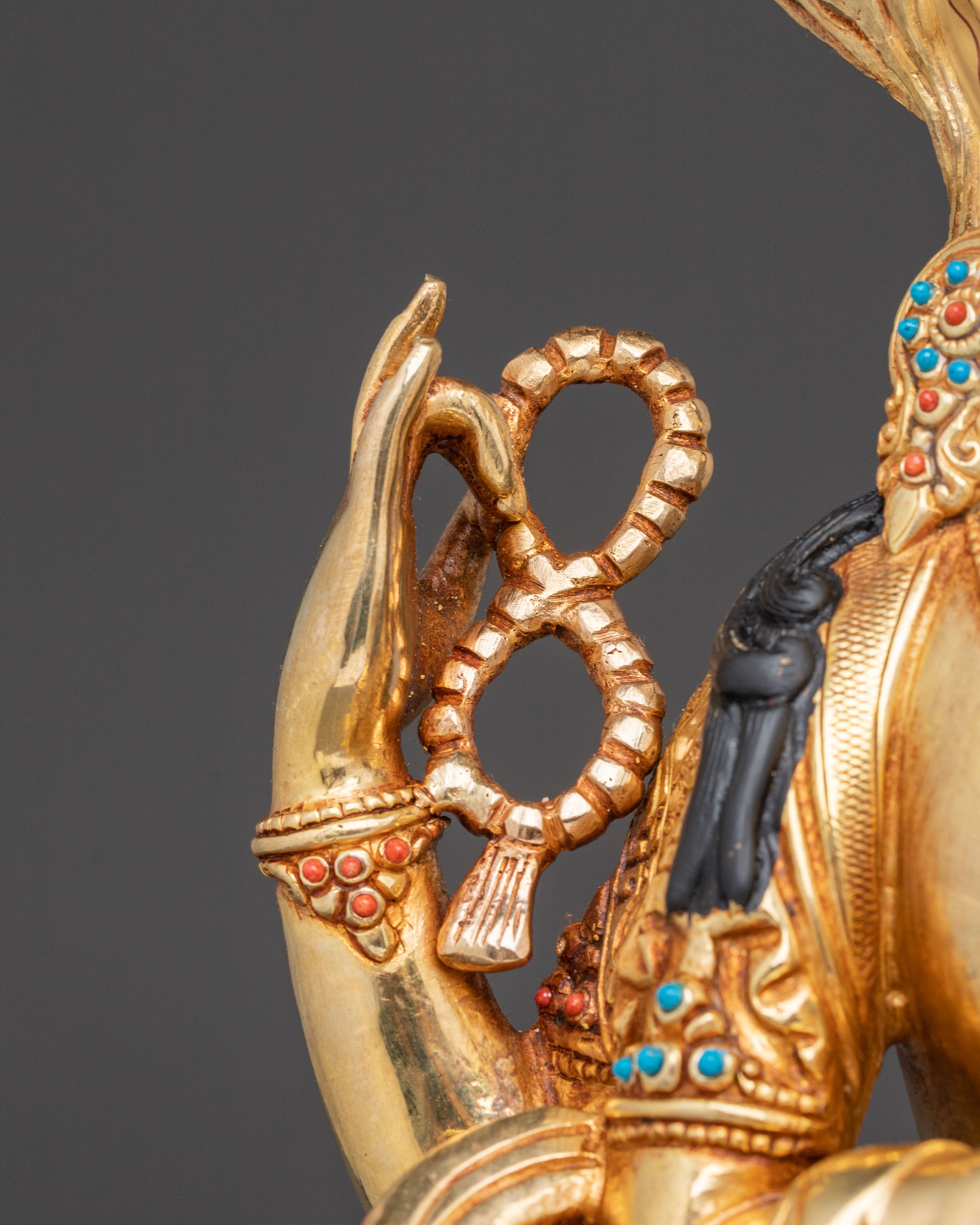Handcrafted Golden Artwork of Four-Armed Chenrezig