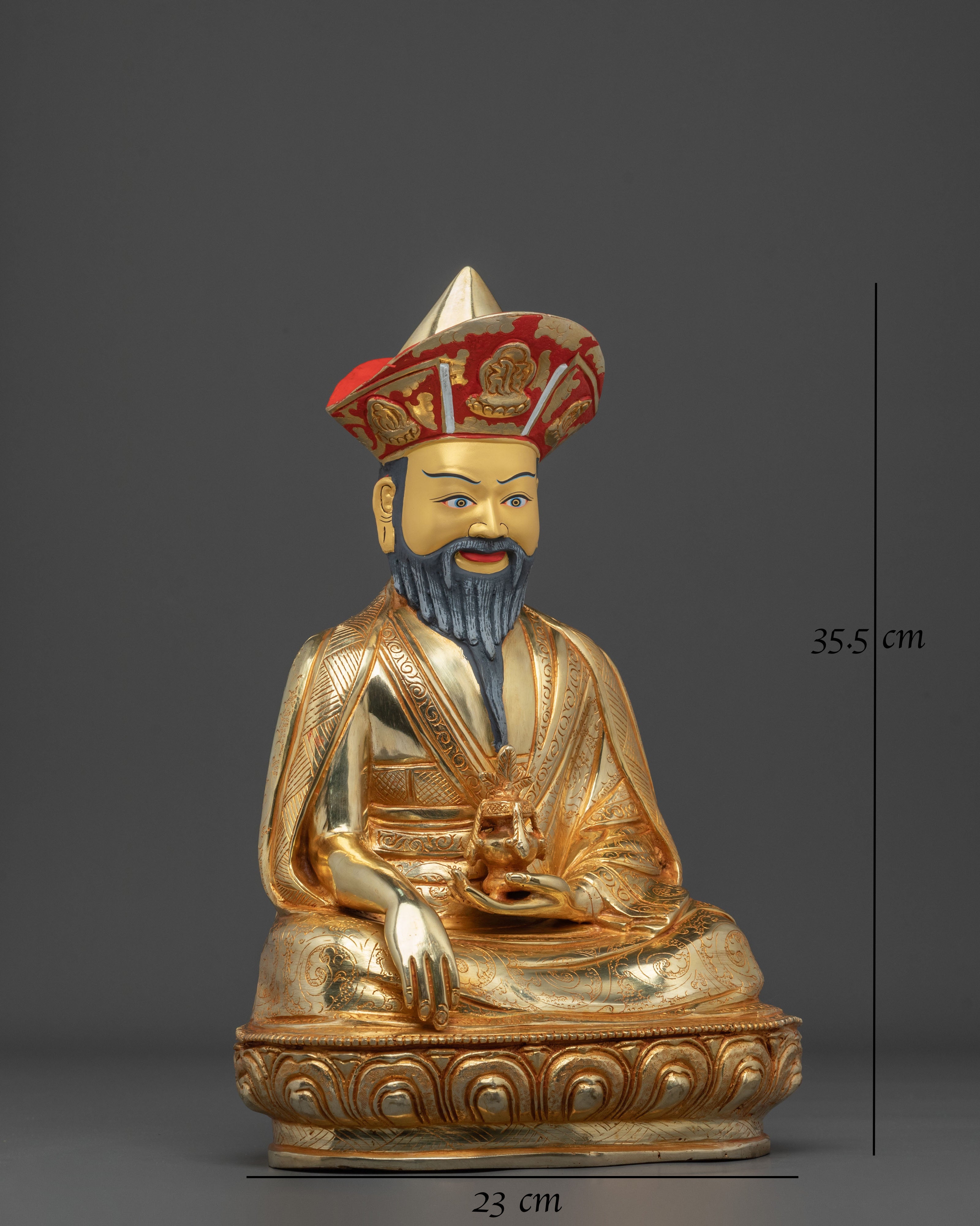 Guru Shapdum Statue | 24K Gold Gilded Buddhist Master