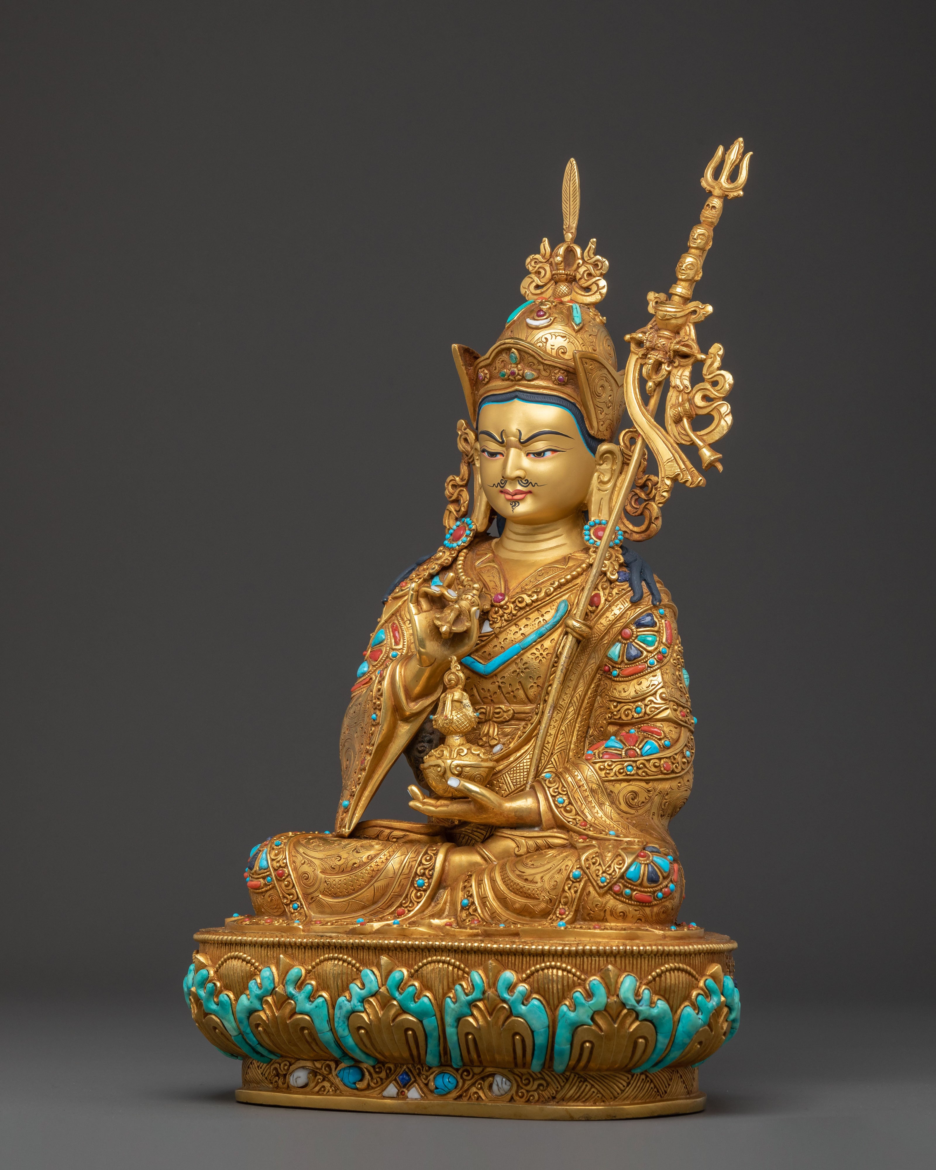 Guru Tsokye Dorje Spiritual Statue | 24k Gold Gilded Figure