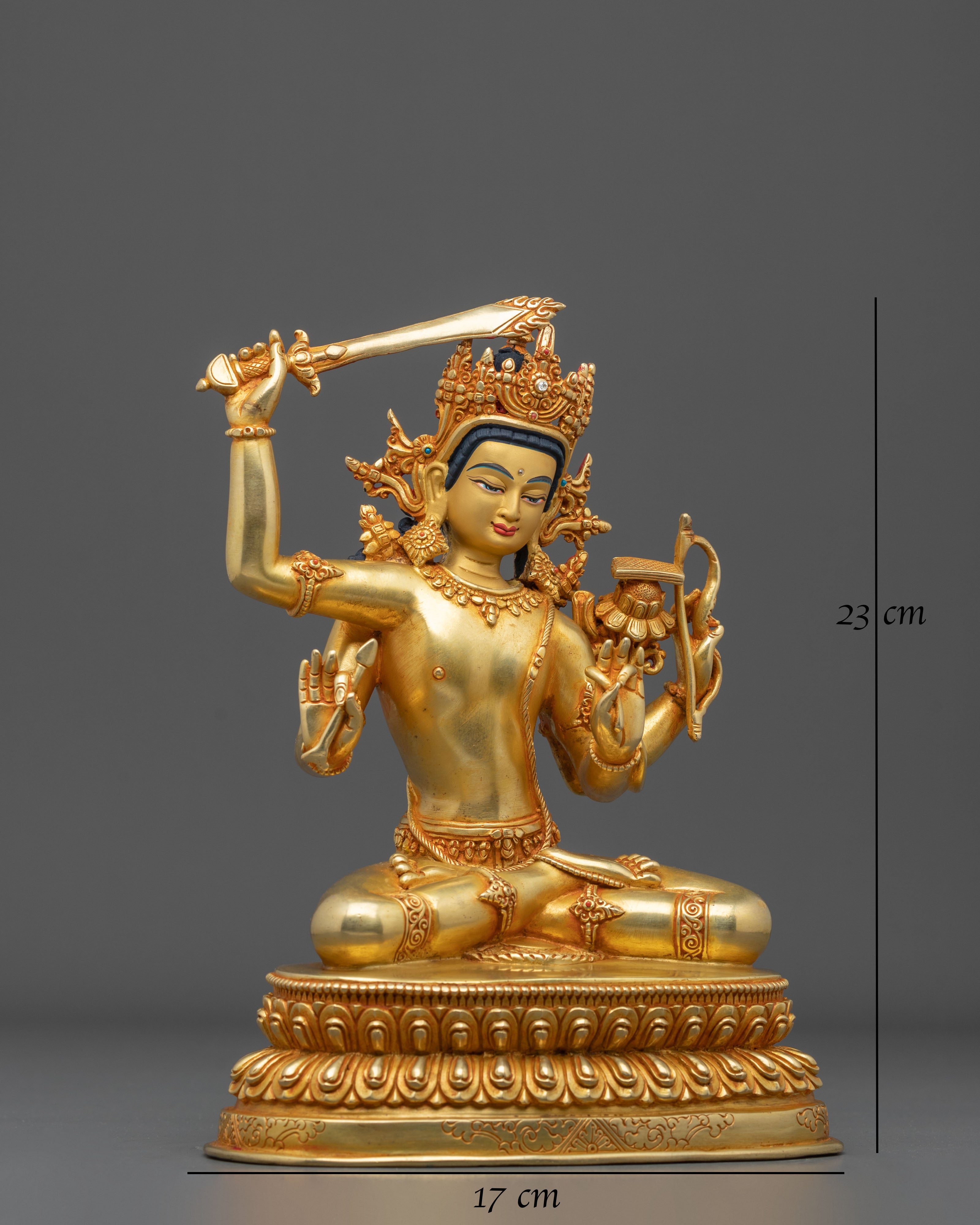 Maha Manjushri Flaming Sword Statue | Symbol of Transcendent Wisdom