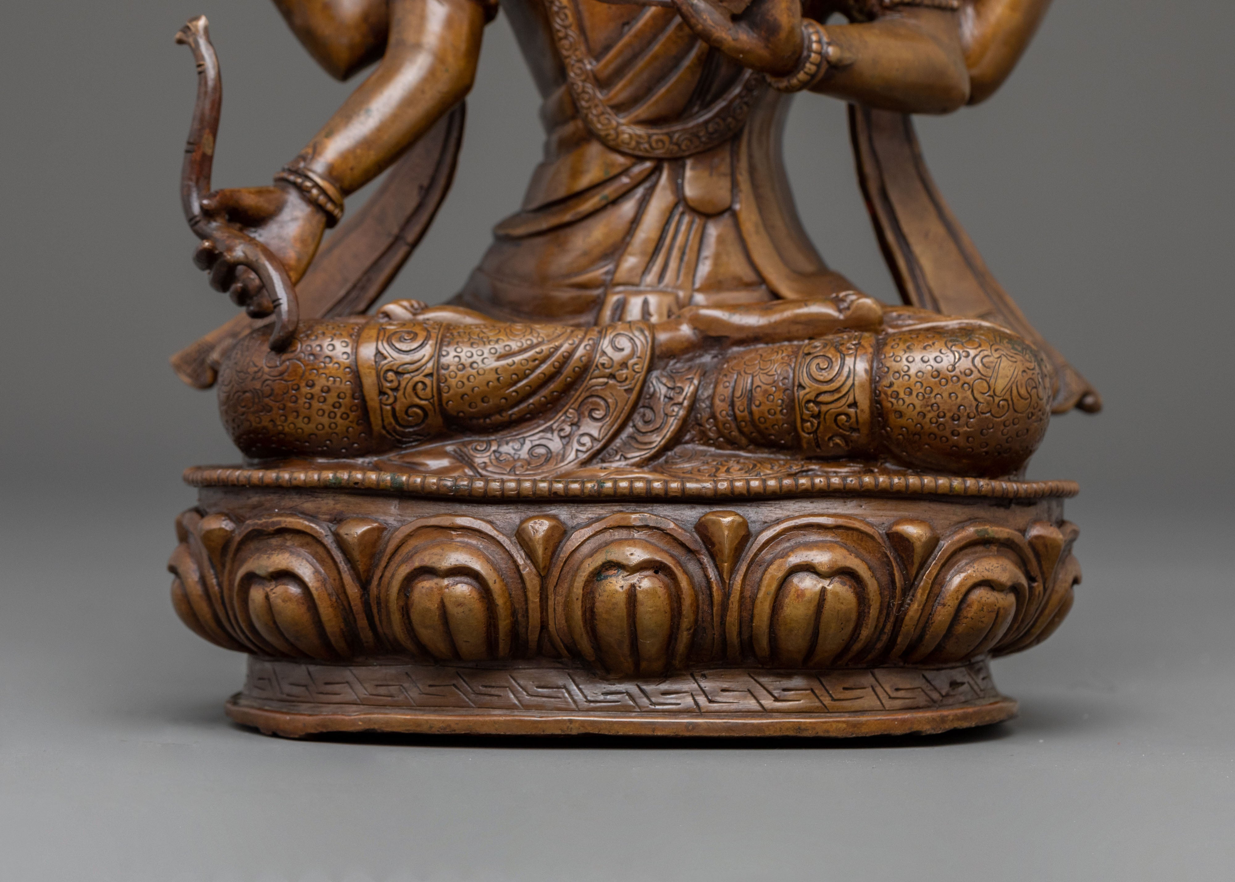 Handcrafted Maha Manjushri Wisdom Statue: Bodhisattva of Wisdom