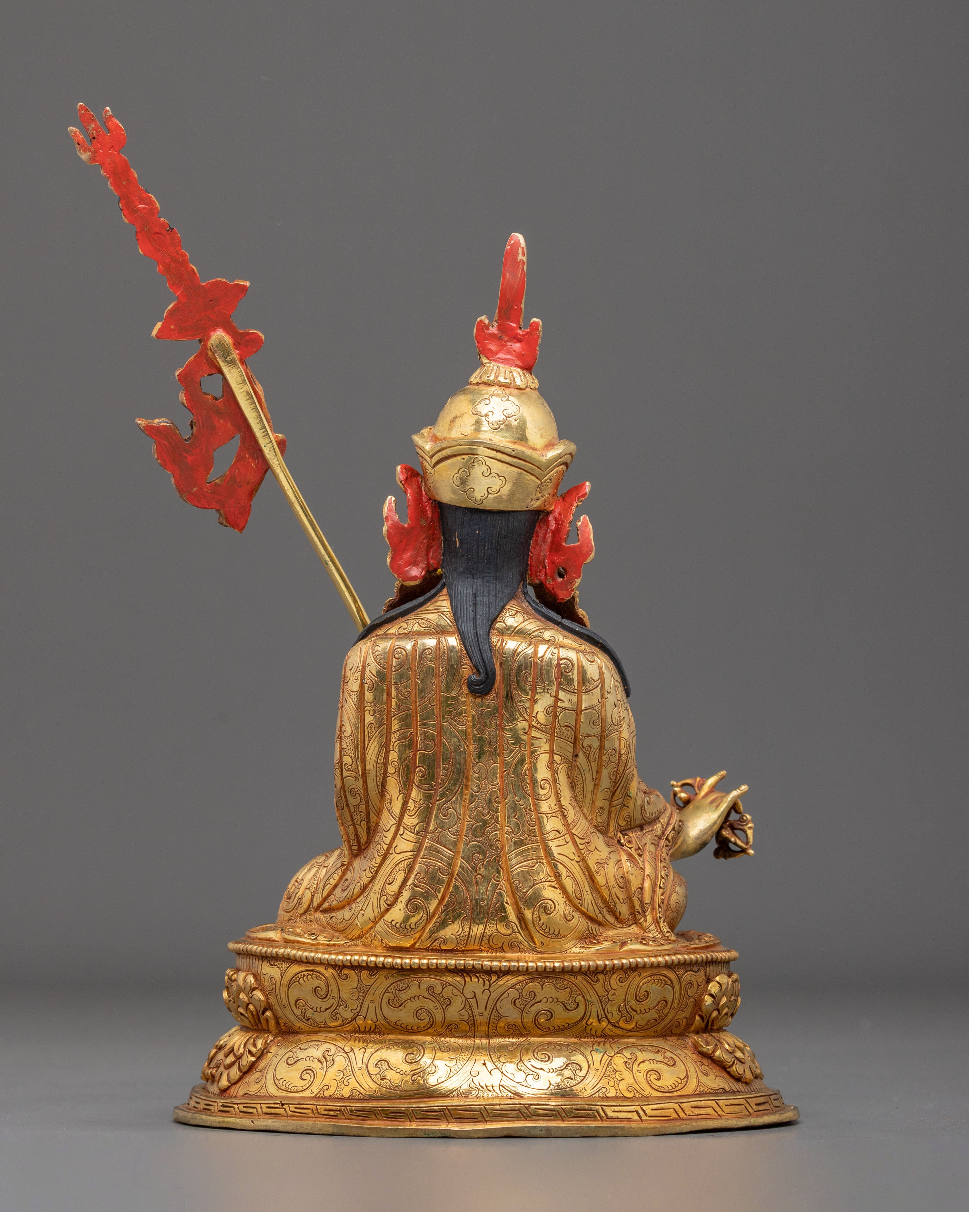 Hand-Carved Guru Rinpoche Sculpture | Copper Figurine
