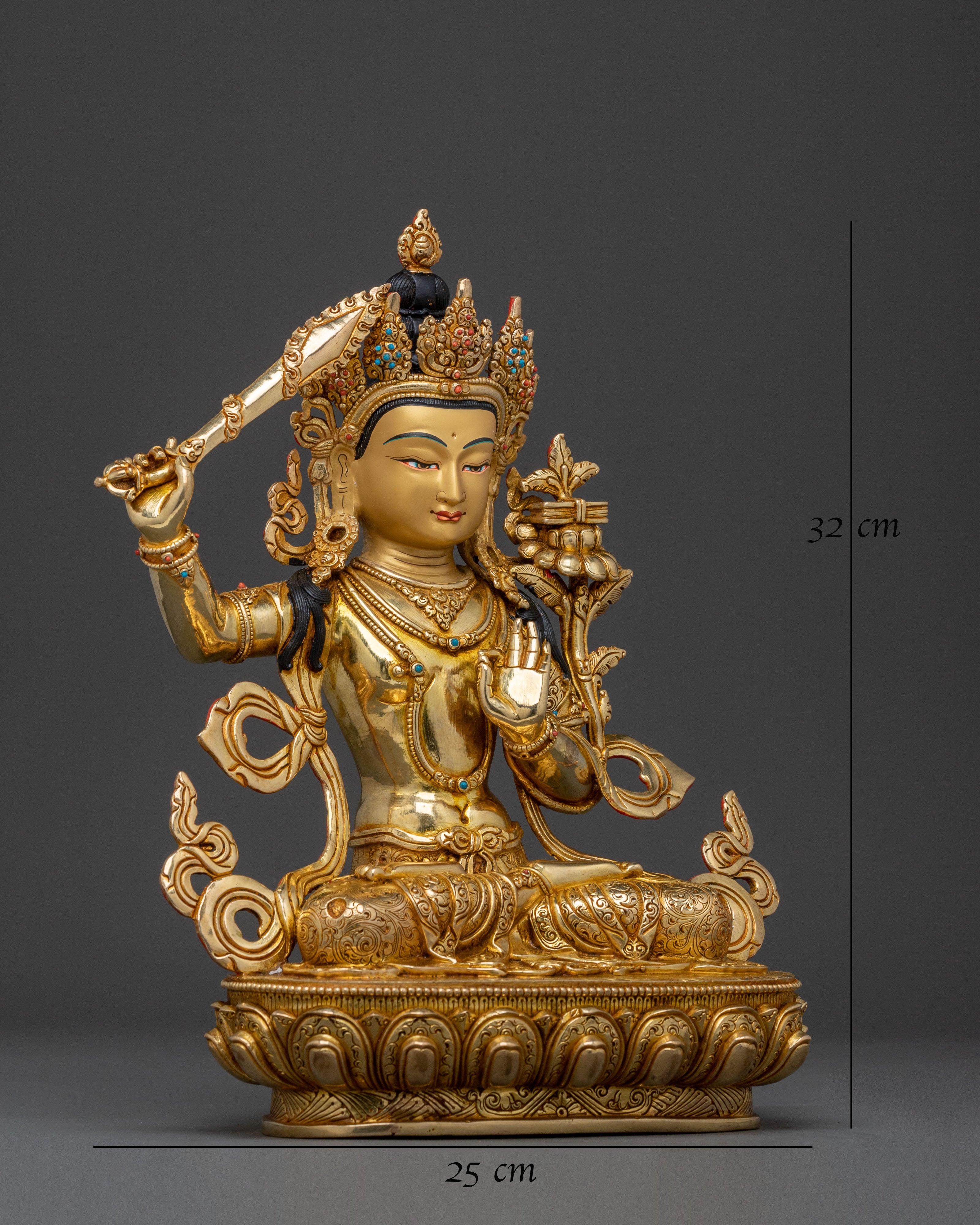 Manjushri Statue of Supreme Wisdom | 24K Gold Glided