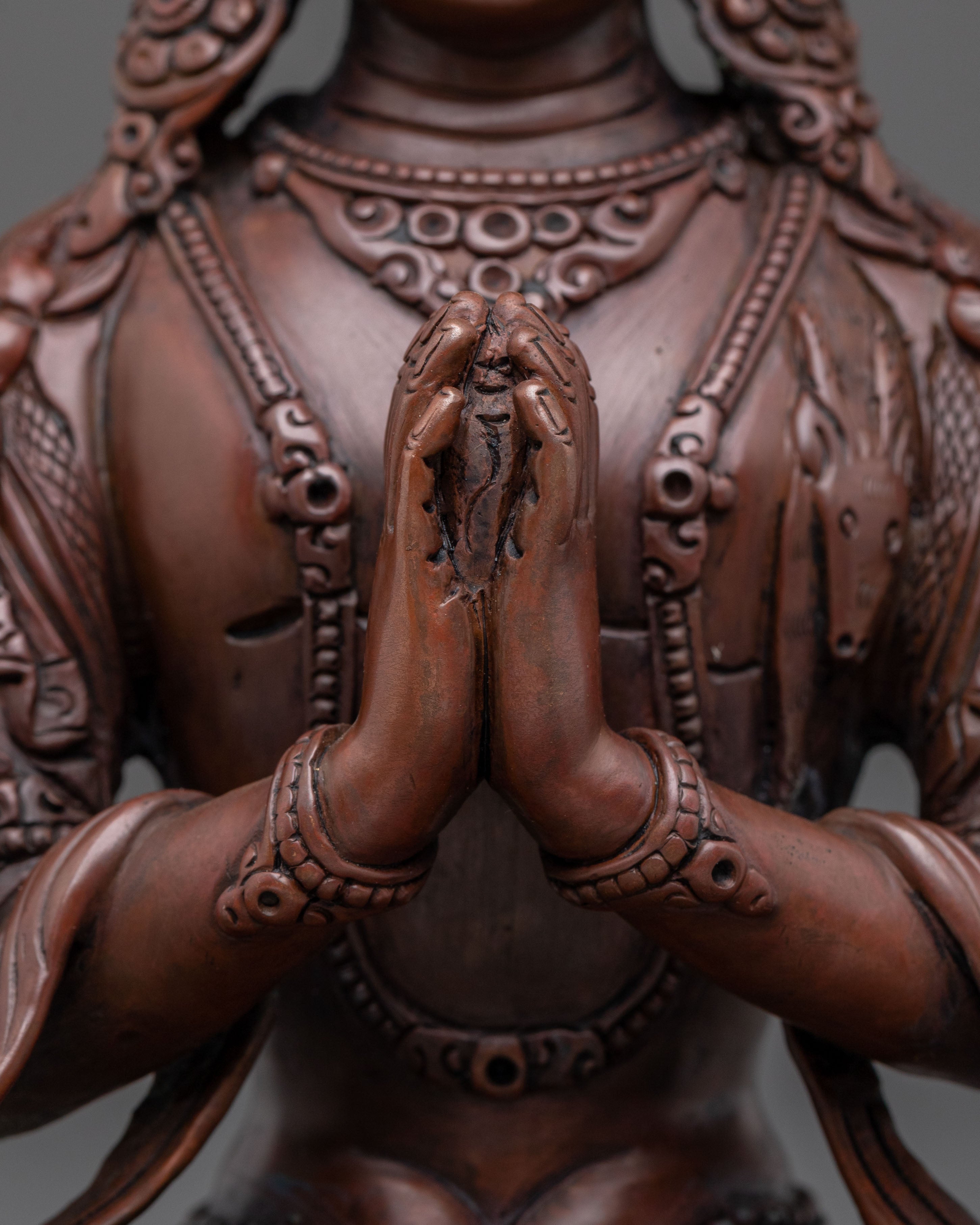 Chenrezig Buddha Statue in Oxidized Copper