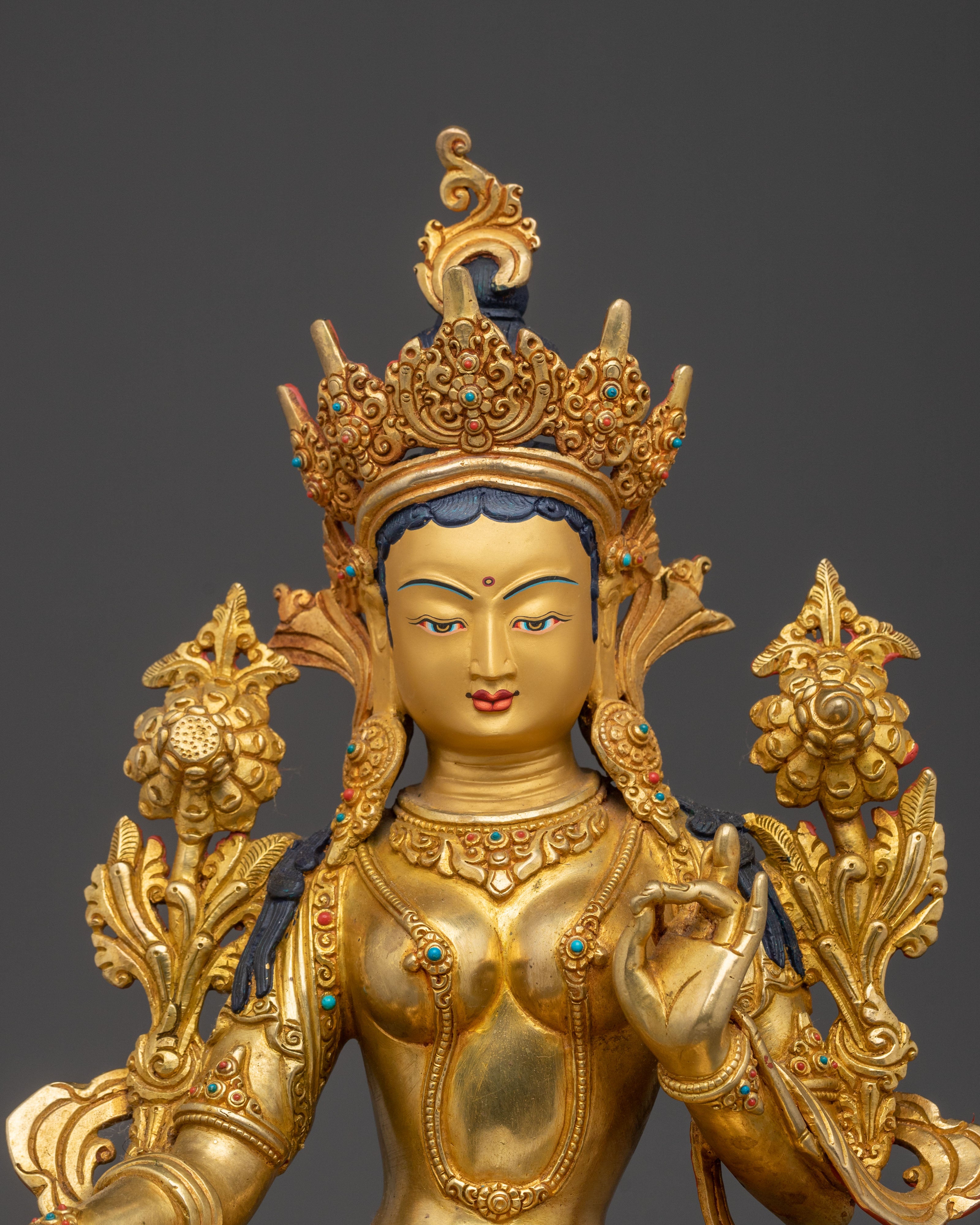 Handmade Green Tara Sculpture | Tibetan Goddess