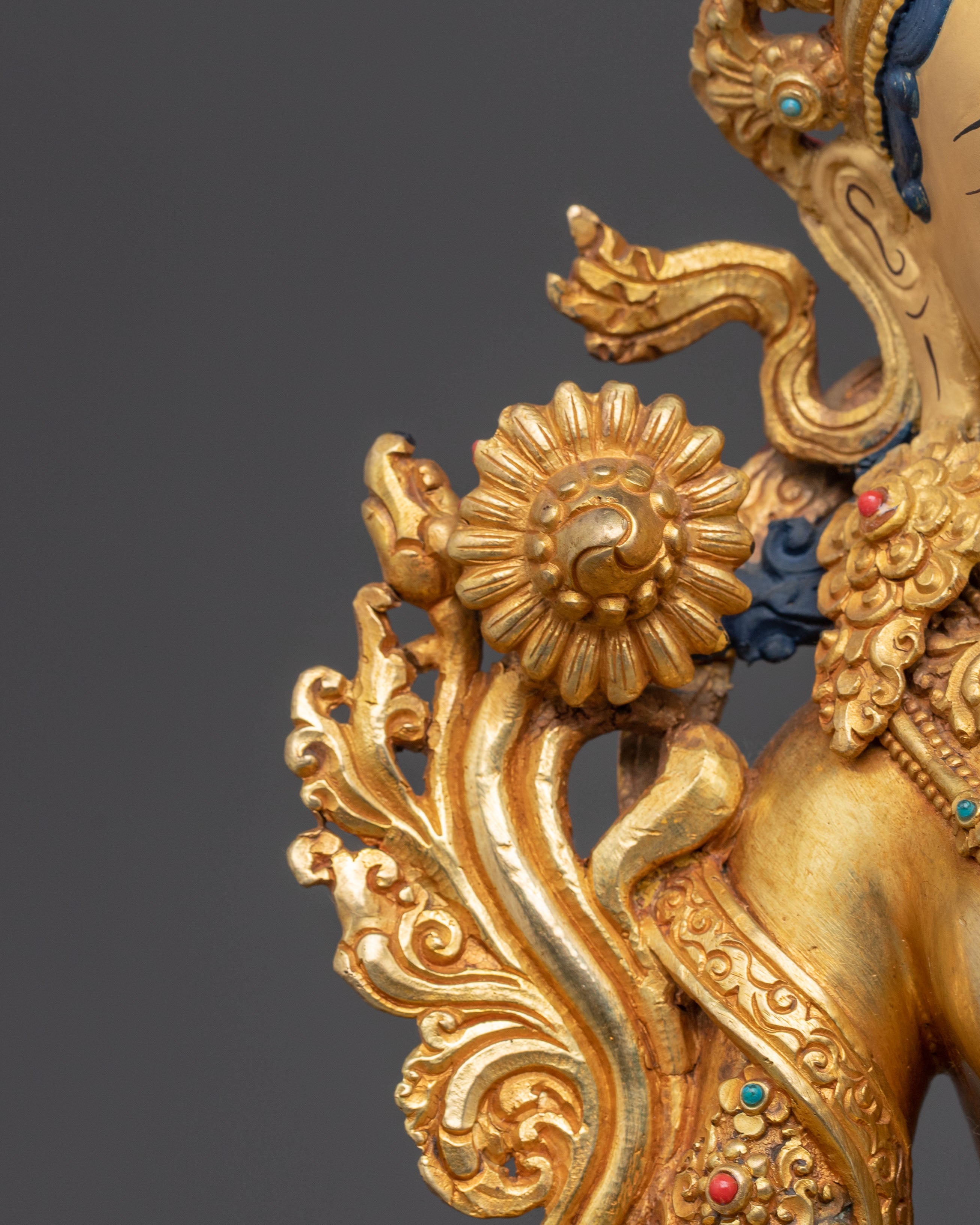 Mother Green Tara Golden Sculpture | Traditional Nepali Handmade Statue