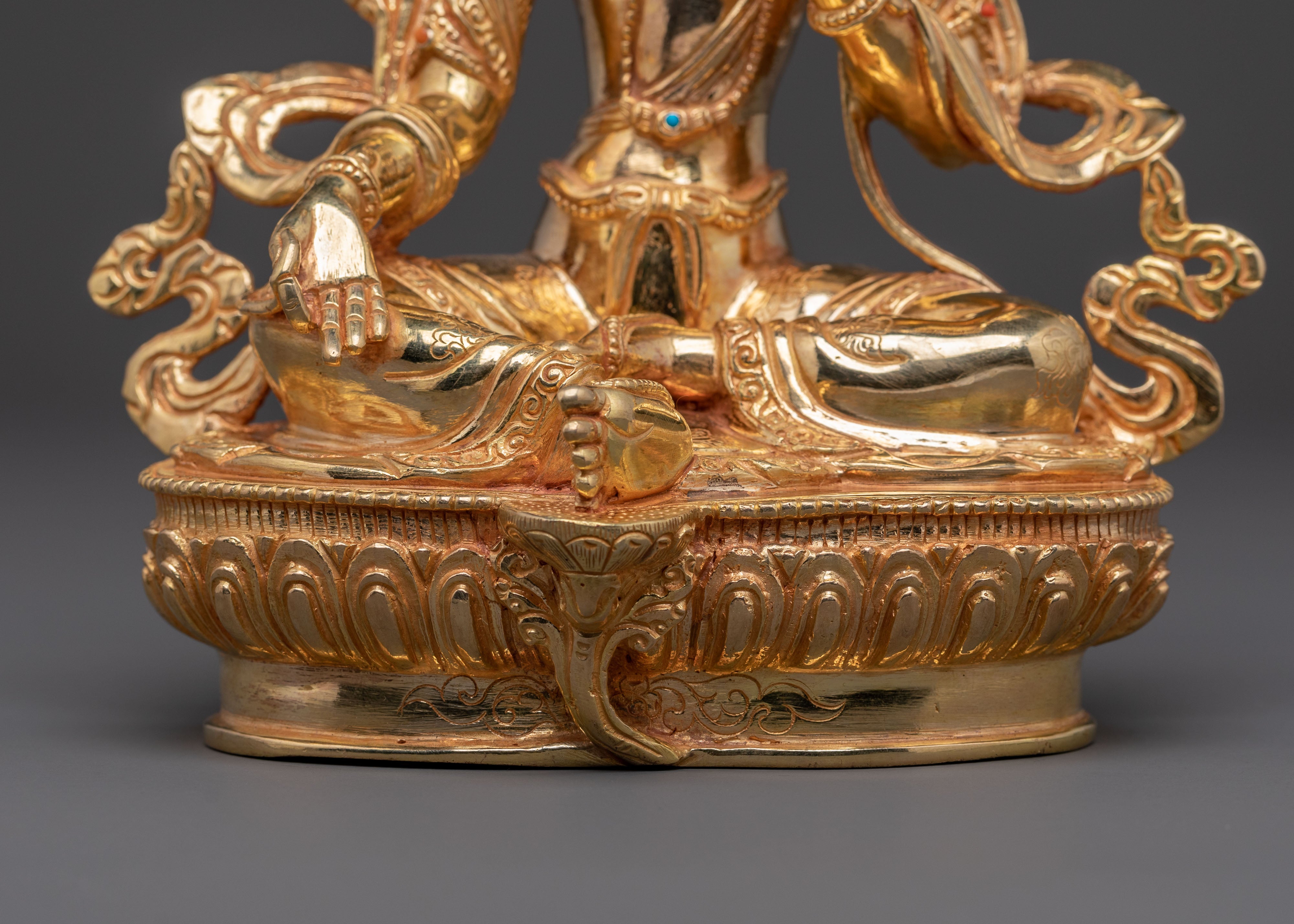 Handcrafted Green Tara Carved Statue | Spiritual Icon