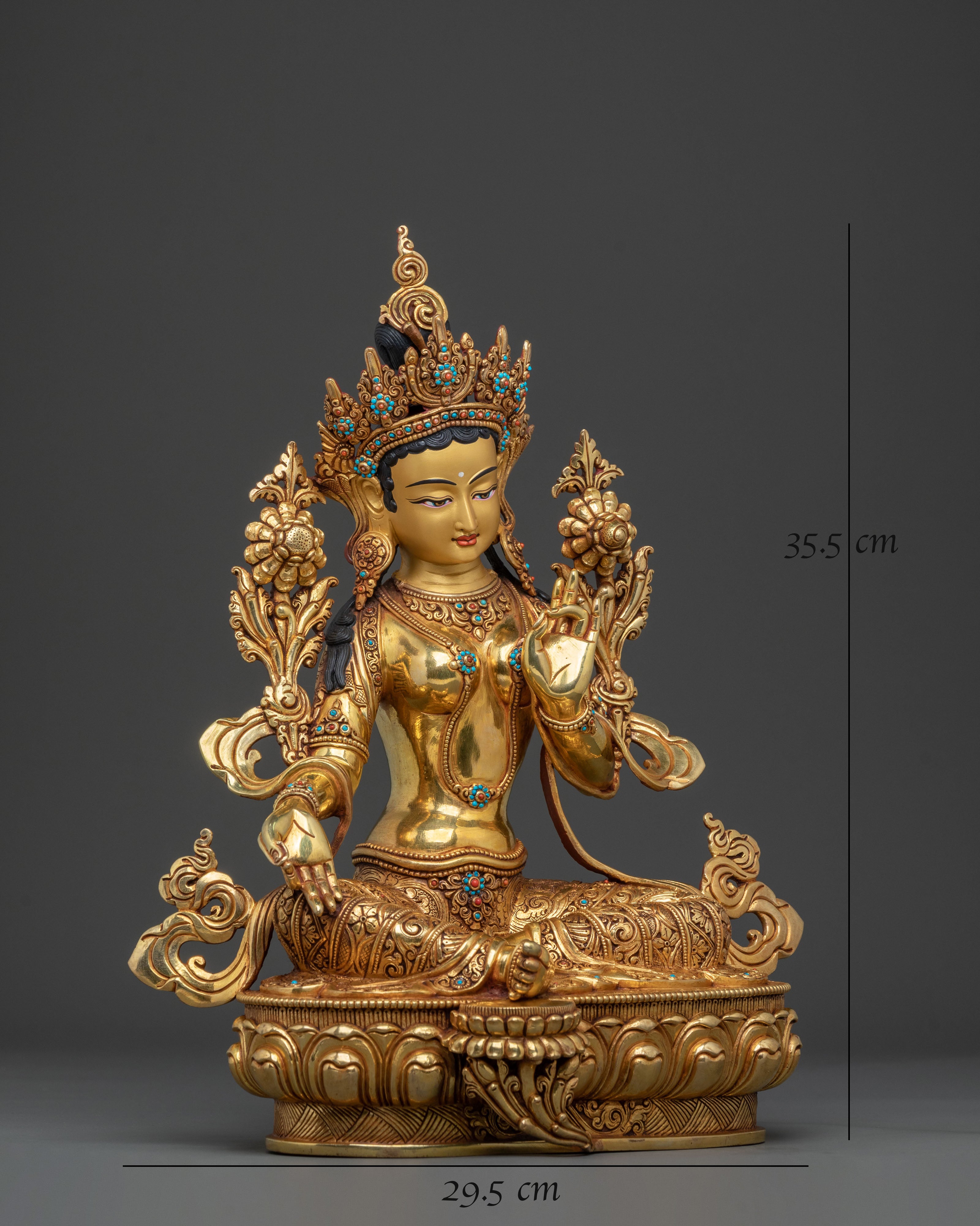 Handcrafted Green Tara Sacred Sculpture