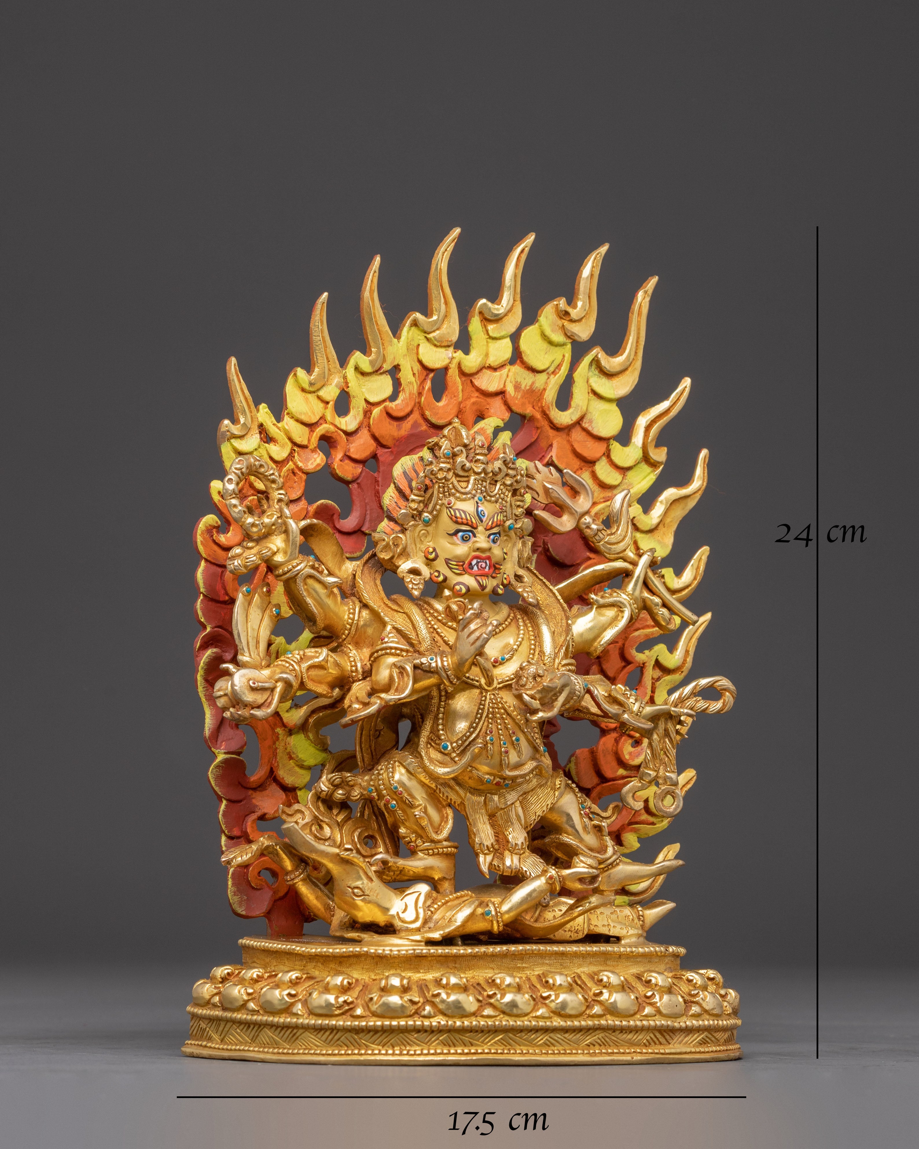 Handcrafted Six Armed Mahakala Sculpture | Protector Deity in Tibetan Buddhism