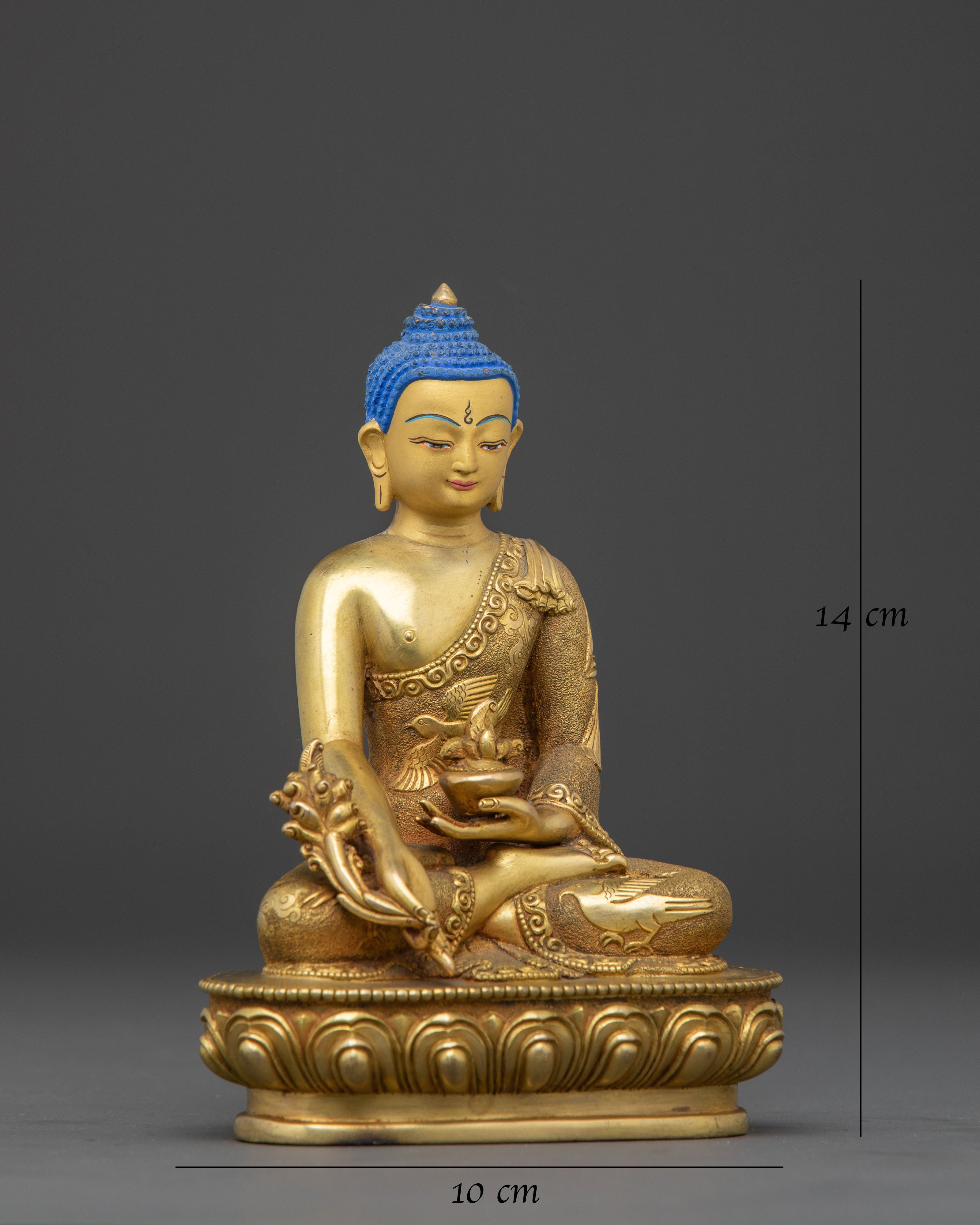 Medicine Buddha Carved Statue – 24K Gold Gilded