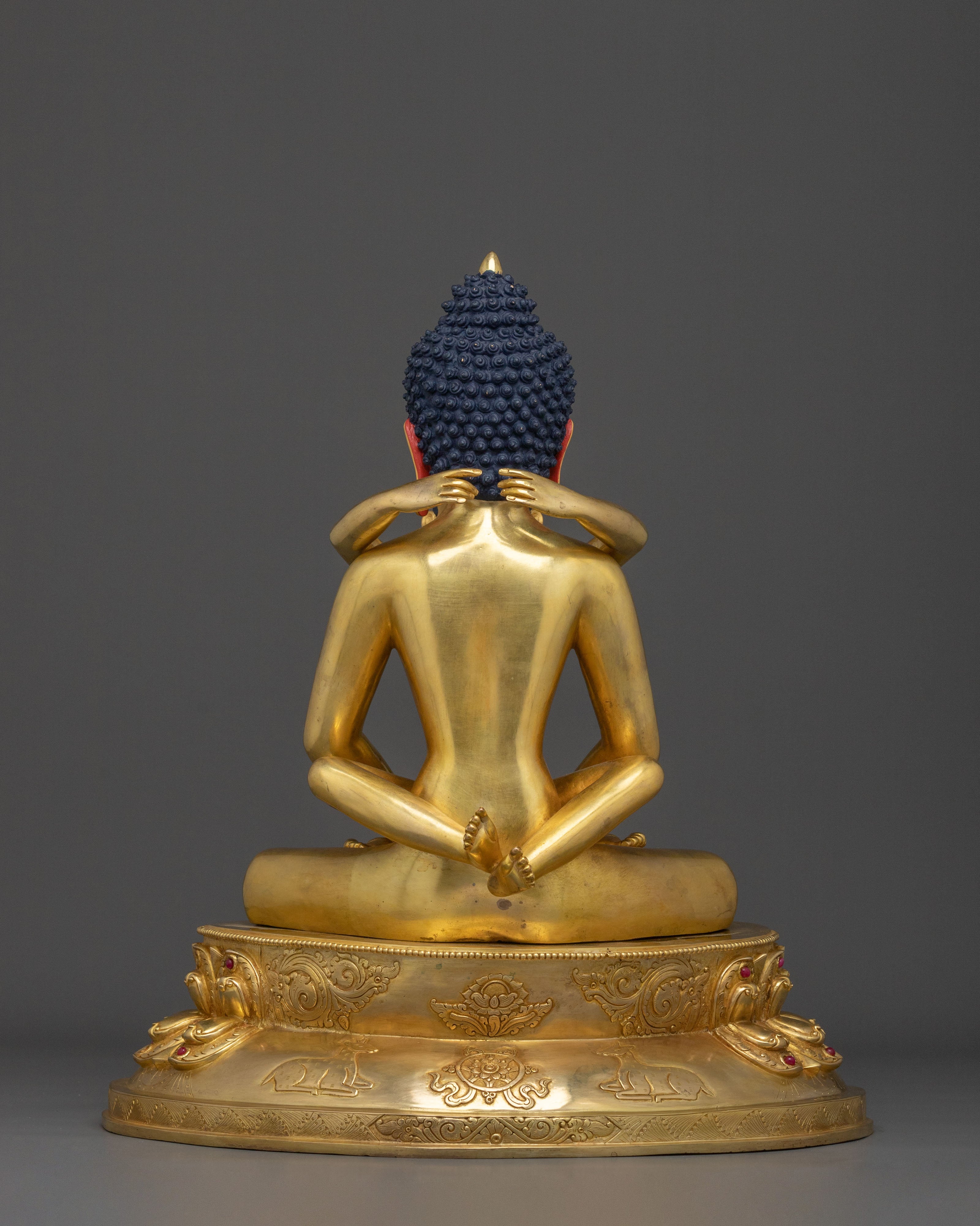 Samantabhadra with Consort Handmade Golden Statue: 24K Gold Gilded