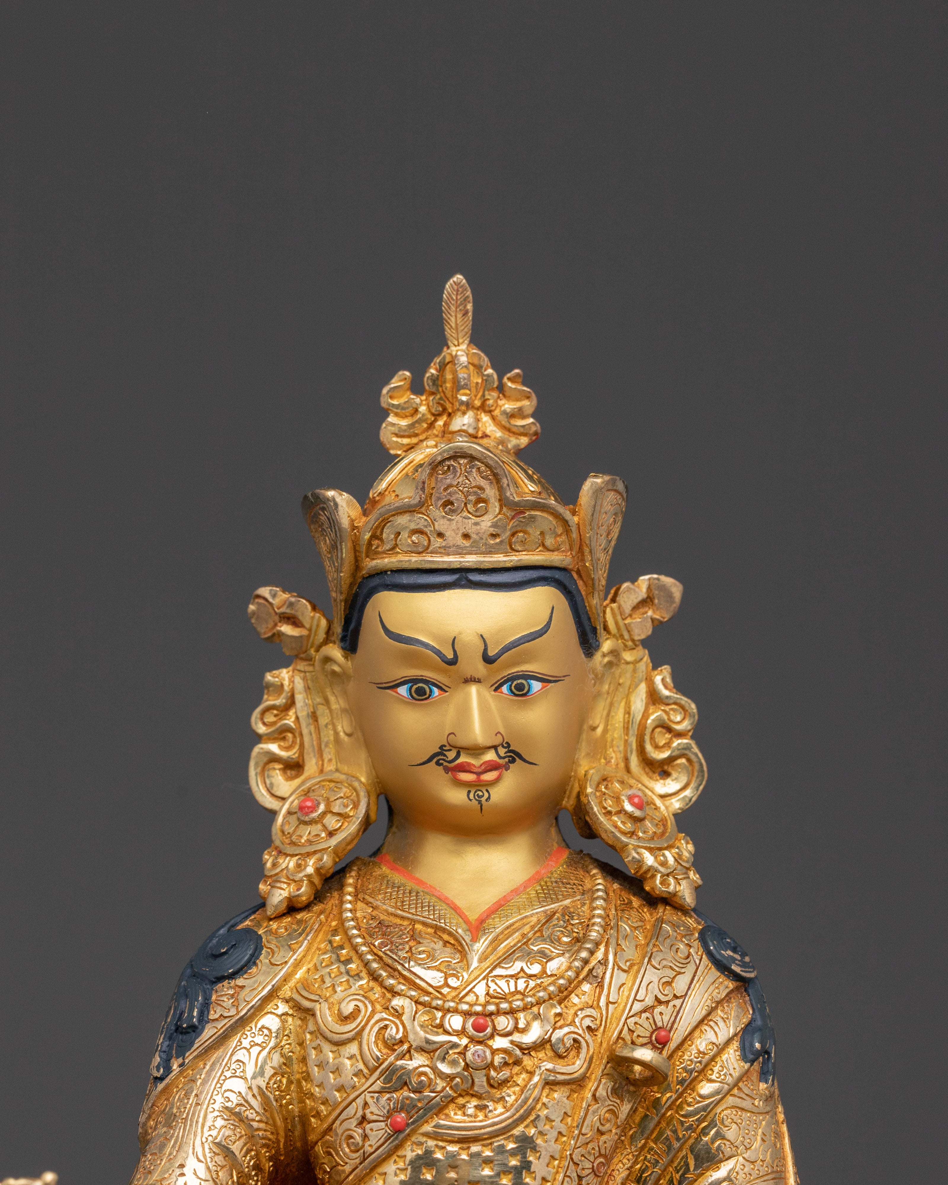 Lotus Born Guru Rinpoche Sacred Statue – Gold Gilded Statue