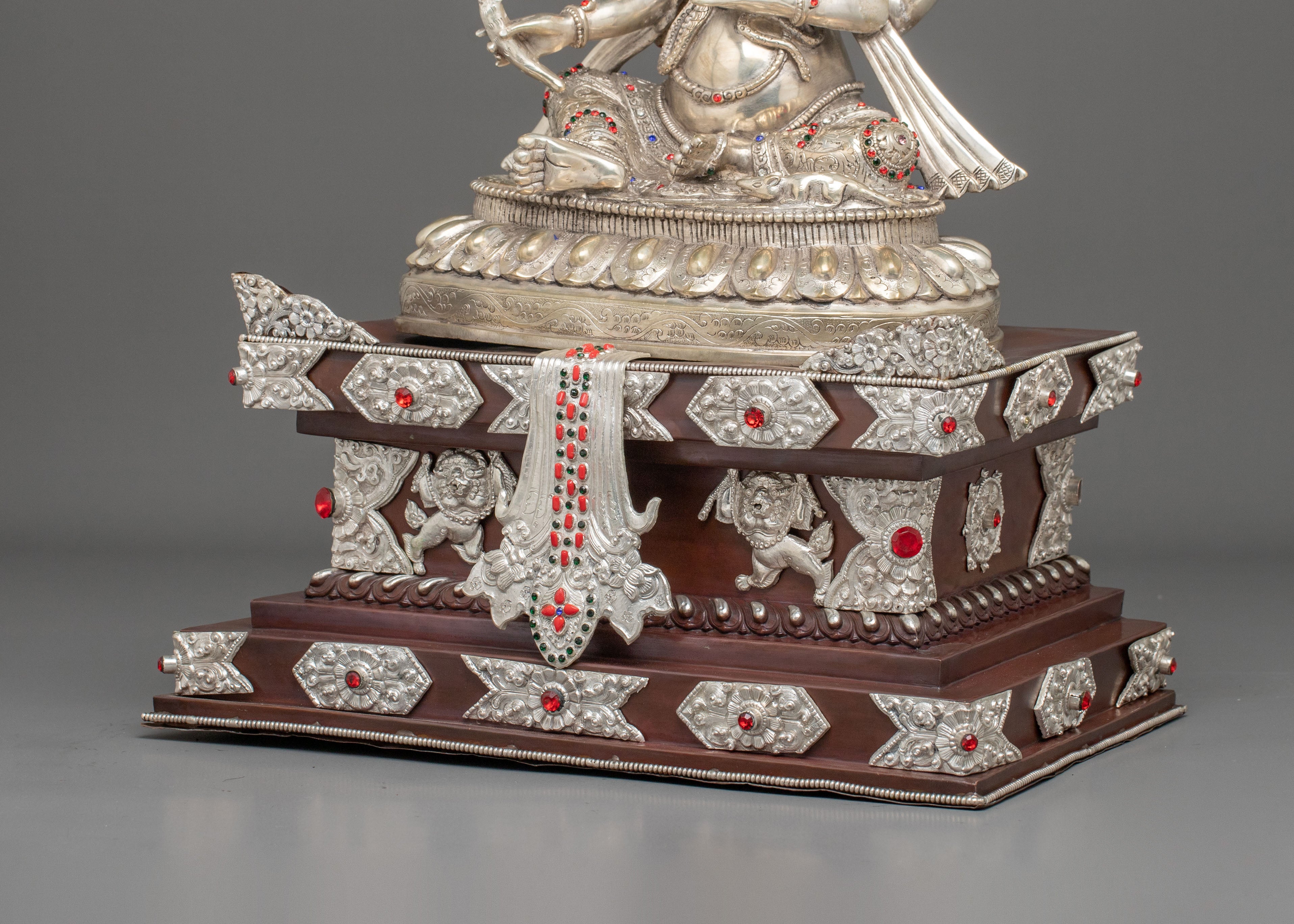 God Ganesh Statue on Throne | Silver Plated Divine Figurine