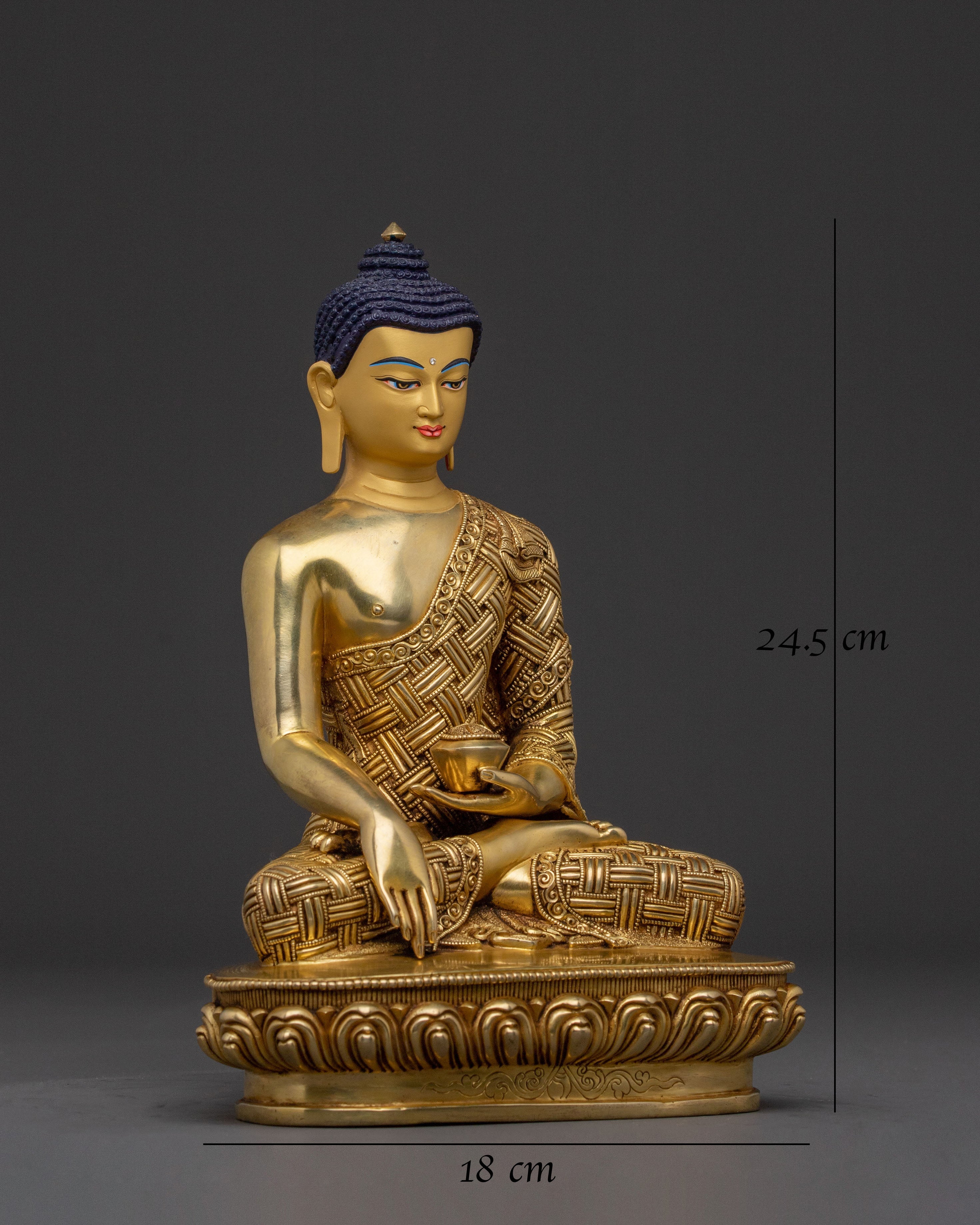 Shakyamuni Buddha Enlightenment Statue for Blessing | 24K Gold Gilded
