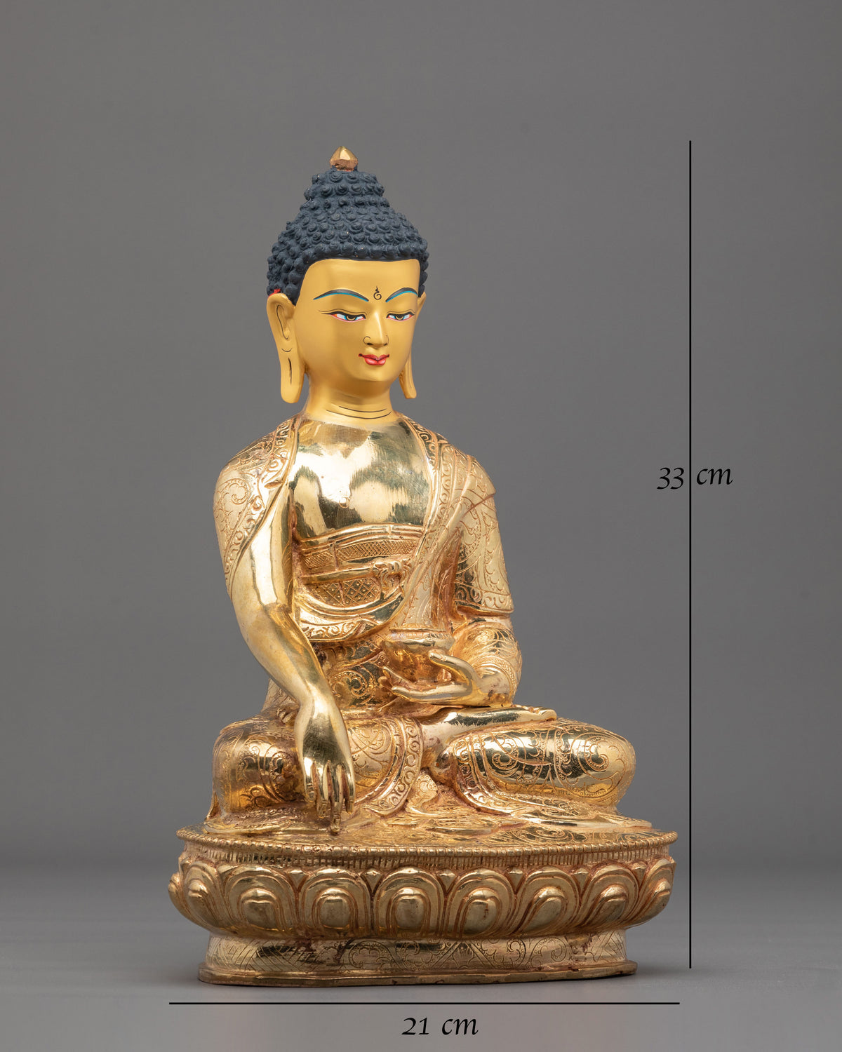Hand Carved Shakyamuni Buddha Statue with Copper Body