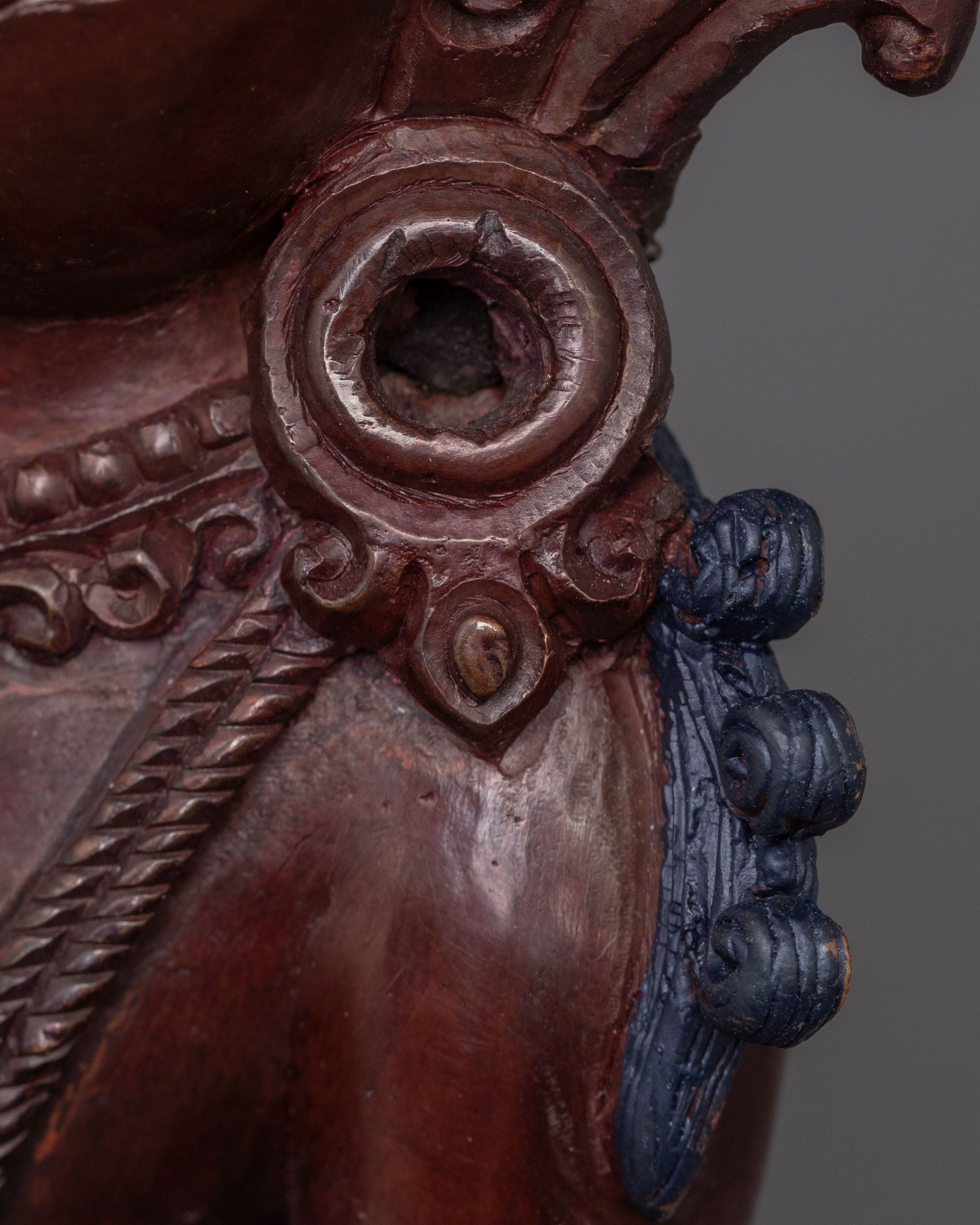 A tranquil Buddha Vairocana Copper Statue | Oxidized Finish