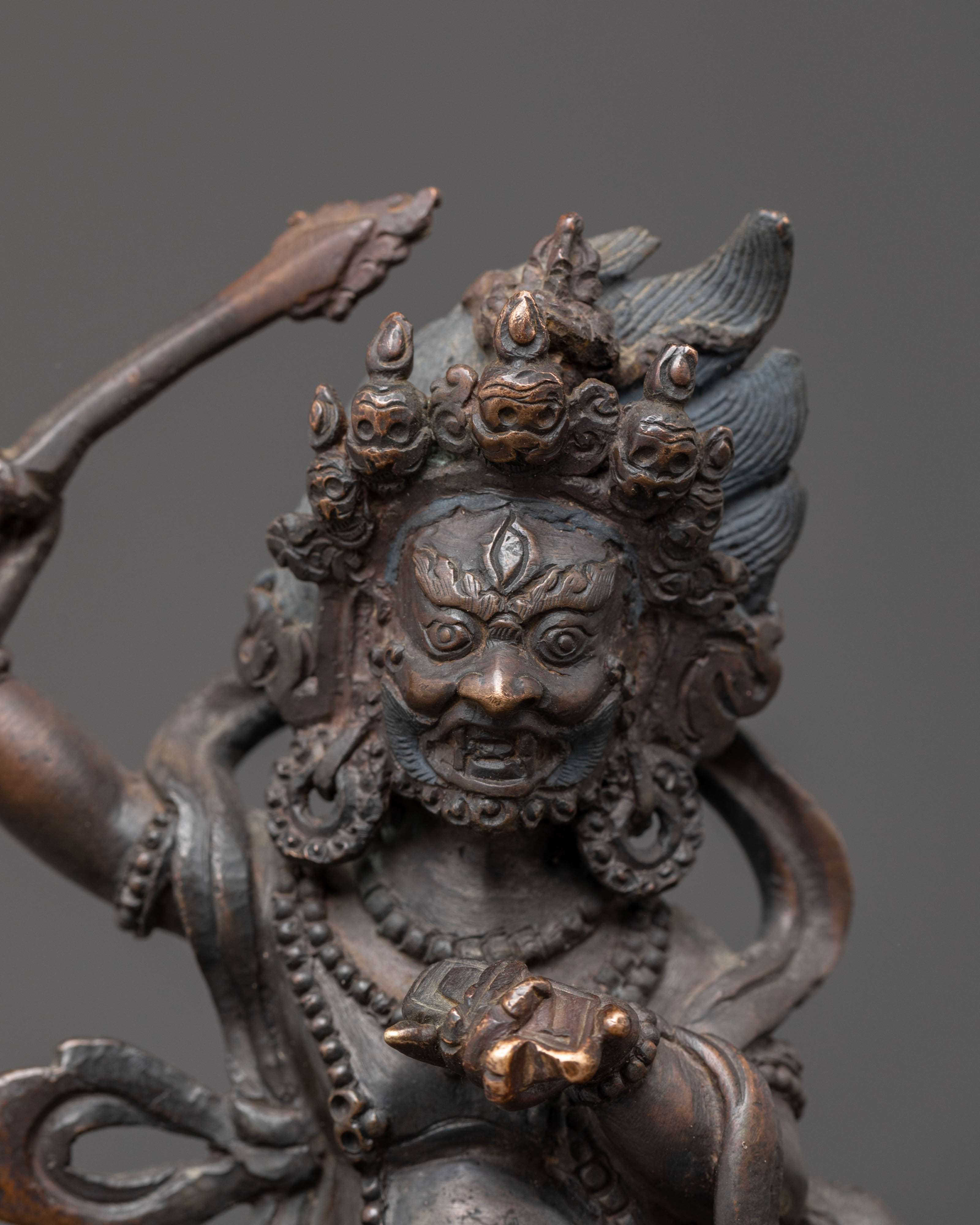 Handcrafted Black Manjushri Statue of Power and Wisdom | Meditation Altar Decor