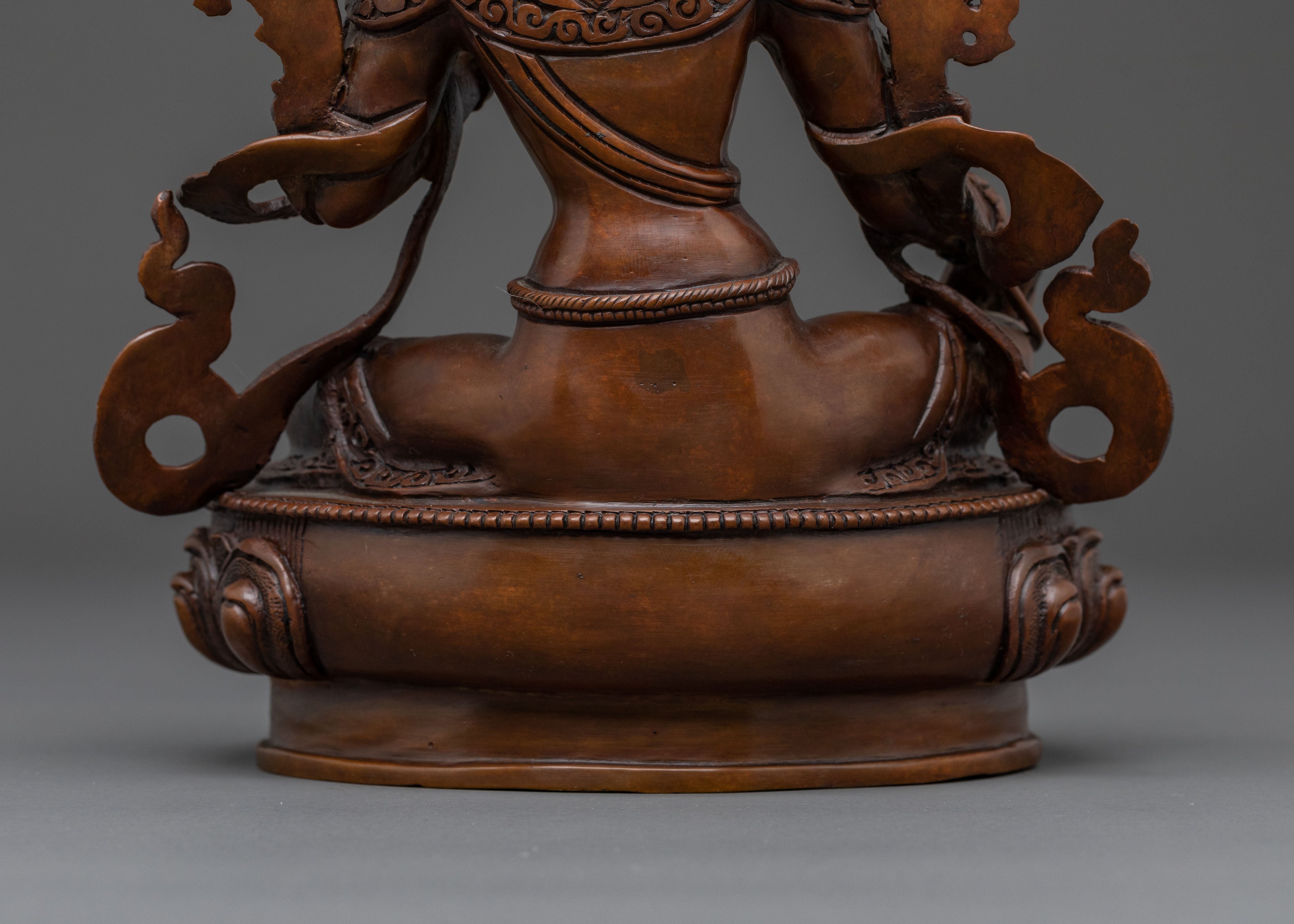 Green Tara Statue: Oxidized Copper Swift Liberation