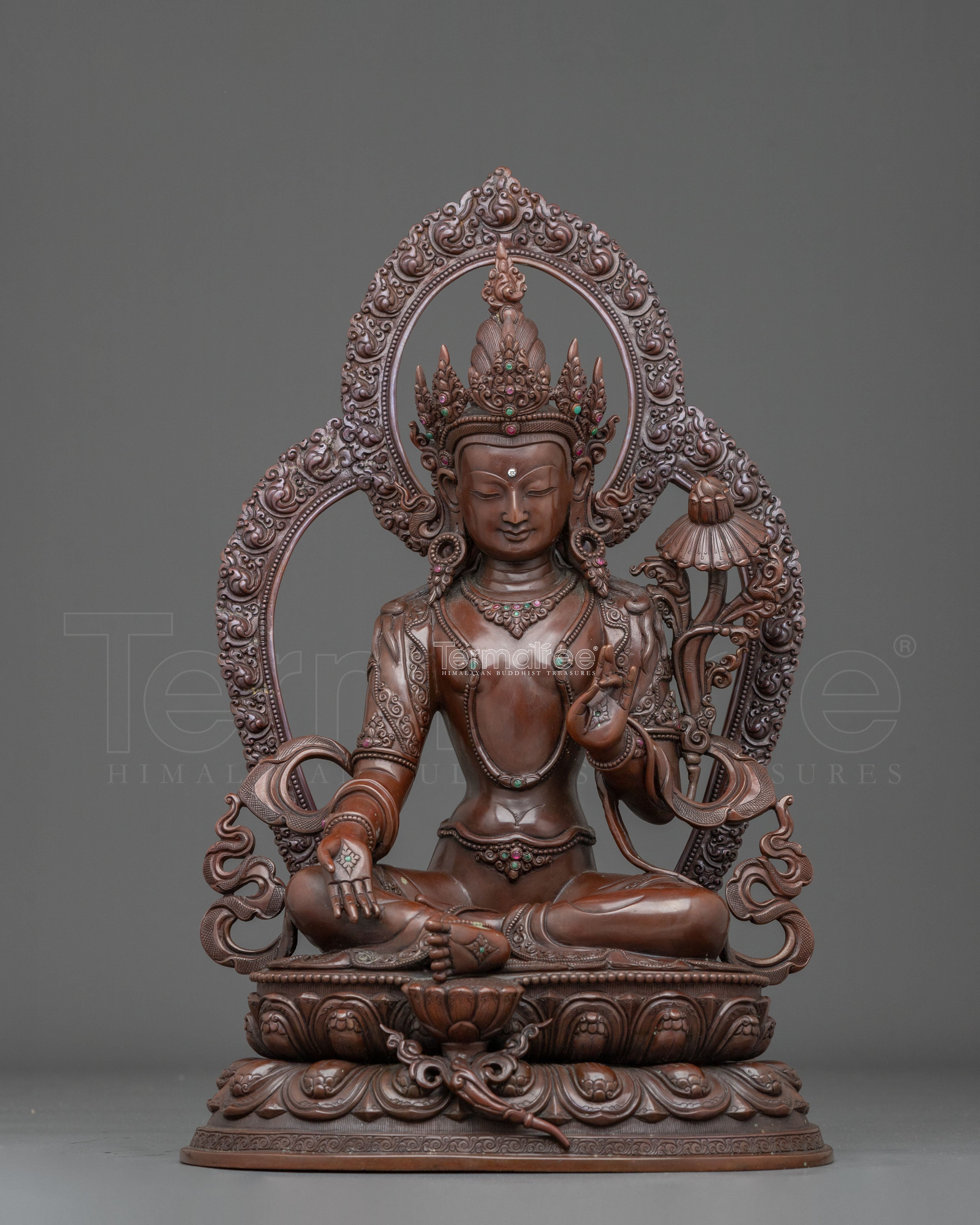 Bodhisattva Sacred Figurine | Oxidized Copper Statue
