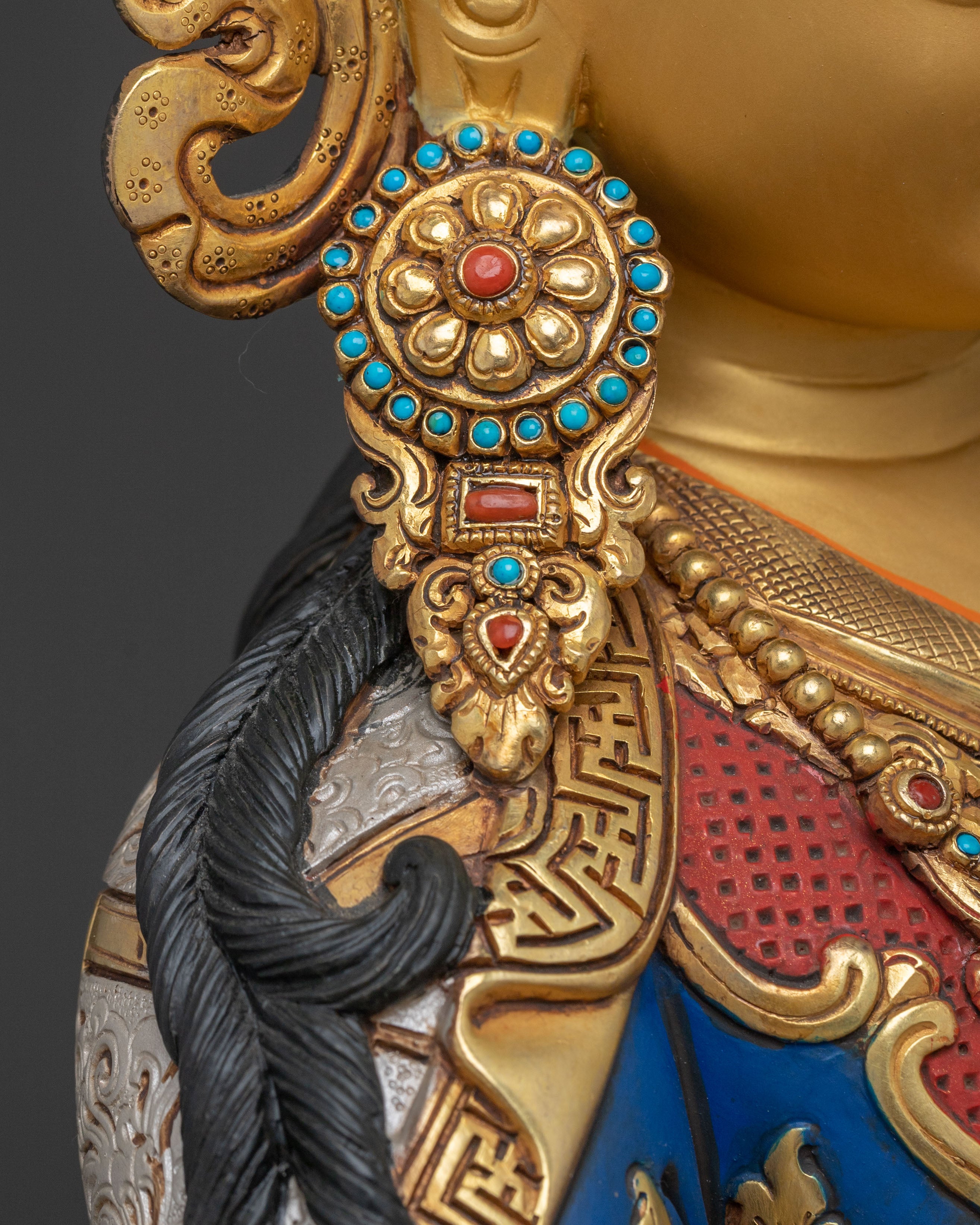 Divine Guru Rinpoche: 24K Gold Gilded Statue
