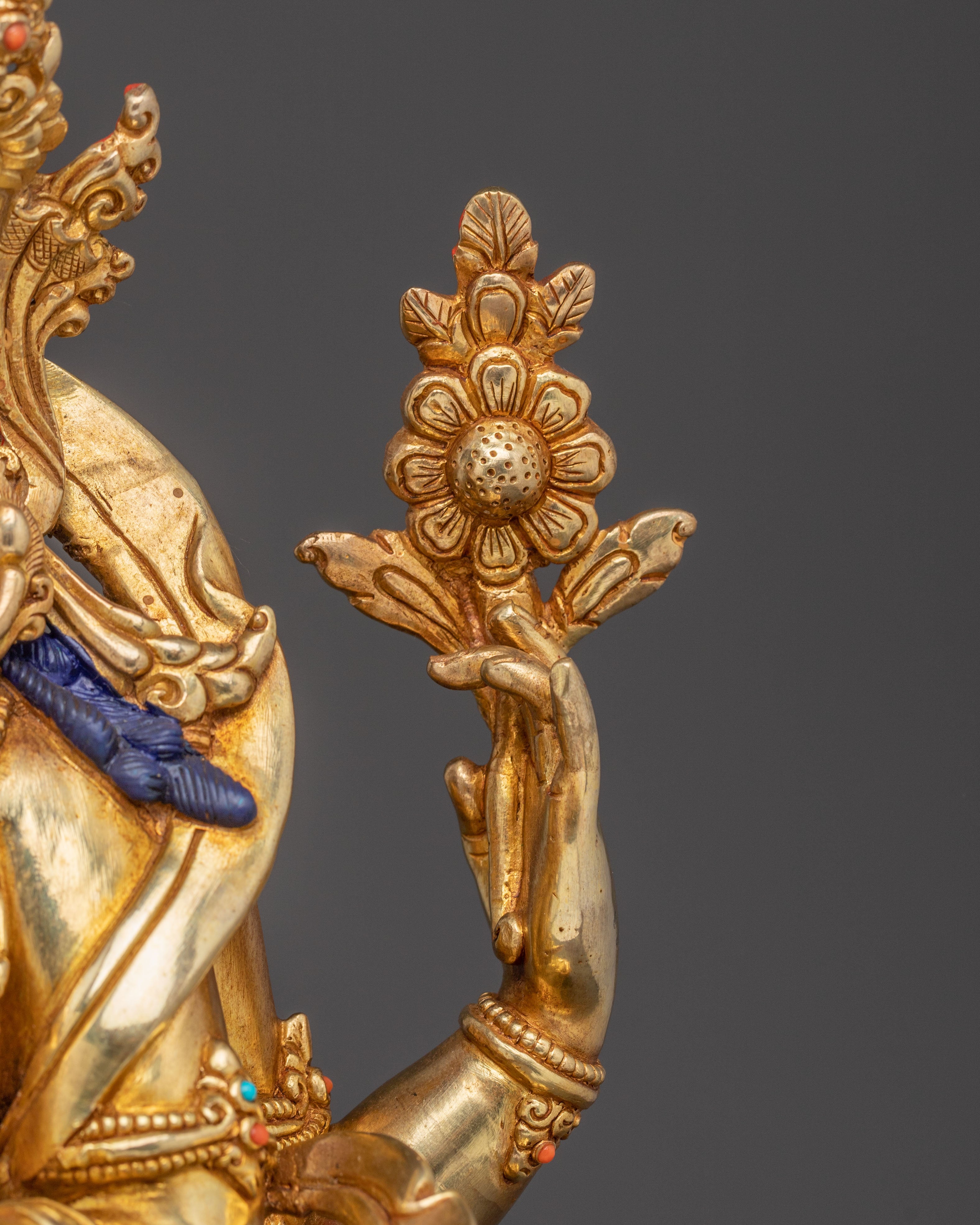 Merciful Chenrezig Bodhisattva Statue - 24K Gold Gilded