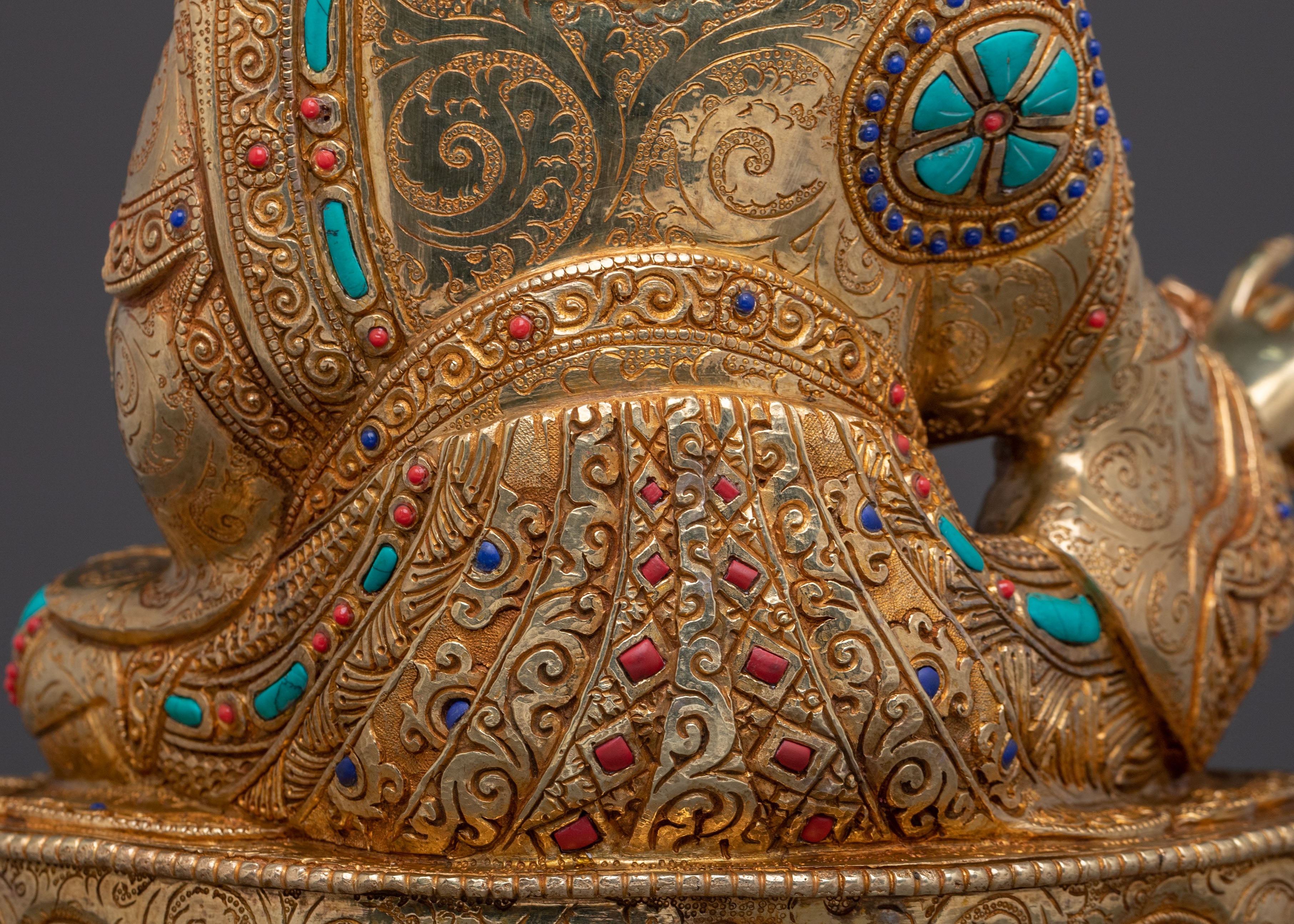 Exquisite 24K Gold Gilded Guru Rinpoche Statue