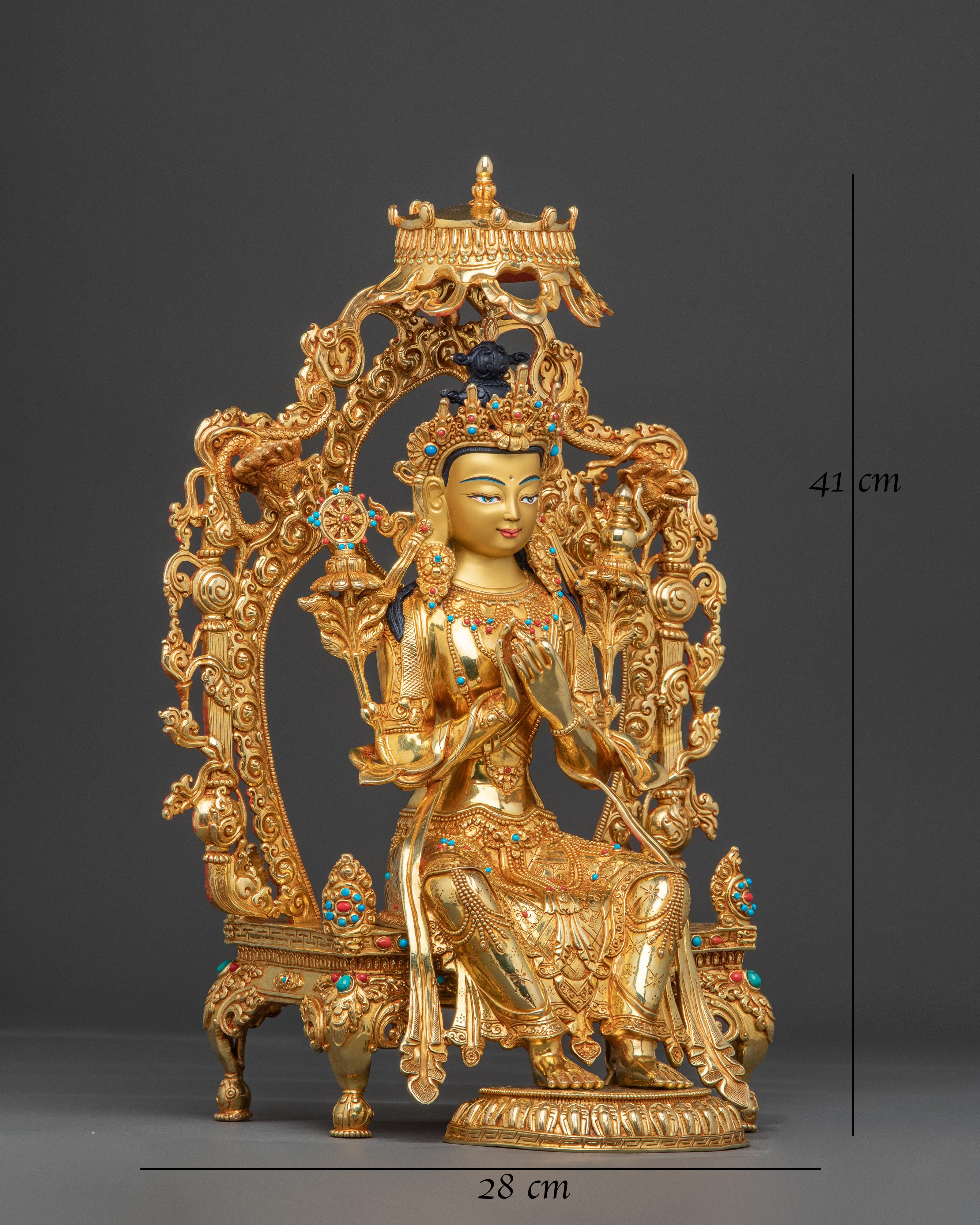 Maitreya Buddha 24K Gold Gilded Copper Statue — Radiant Future Buddha