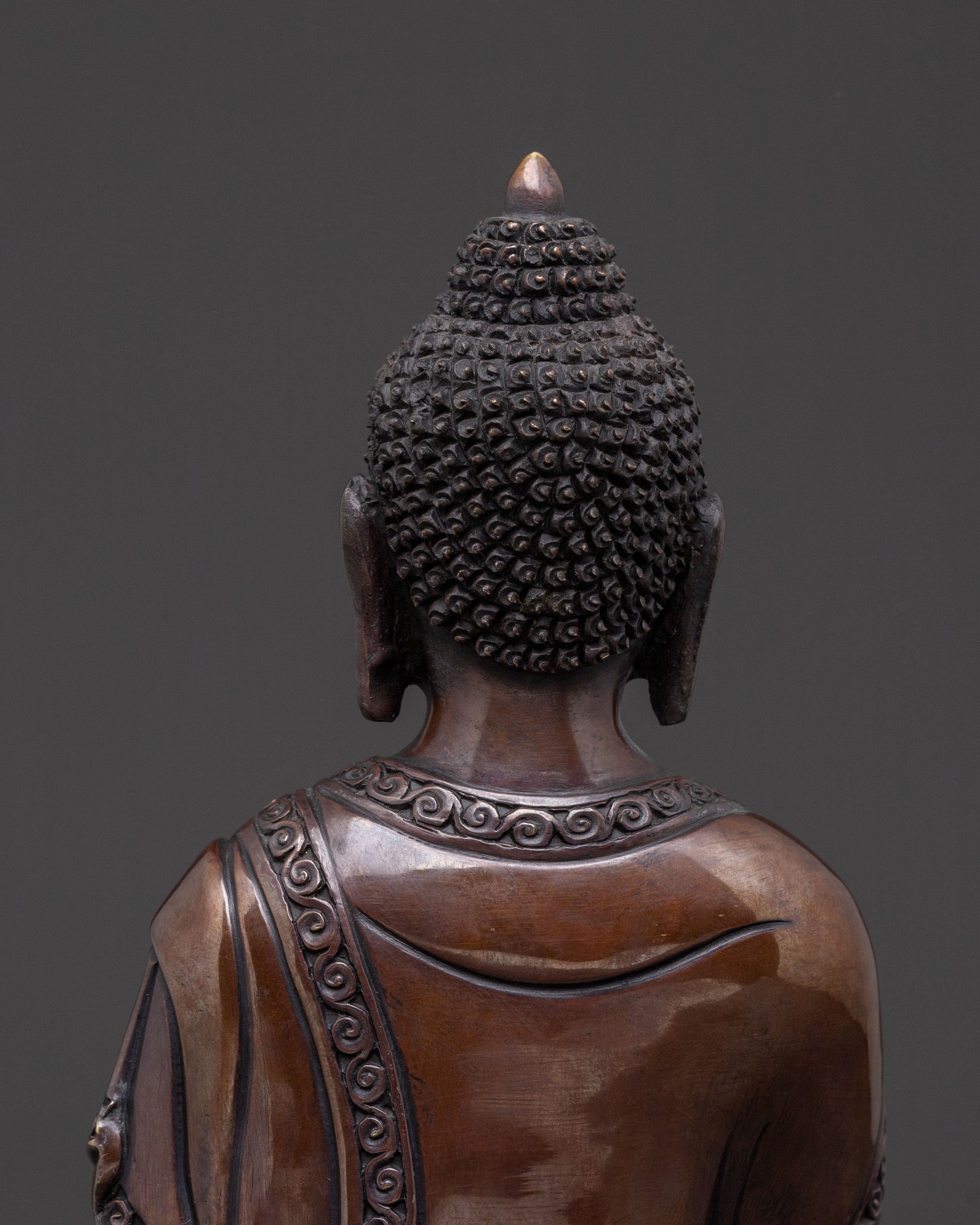 Amitabha Buddha: Handcrafted Golden Statue in Oxidized Copper