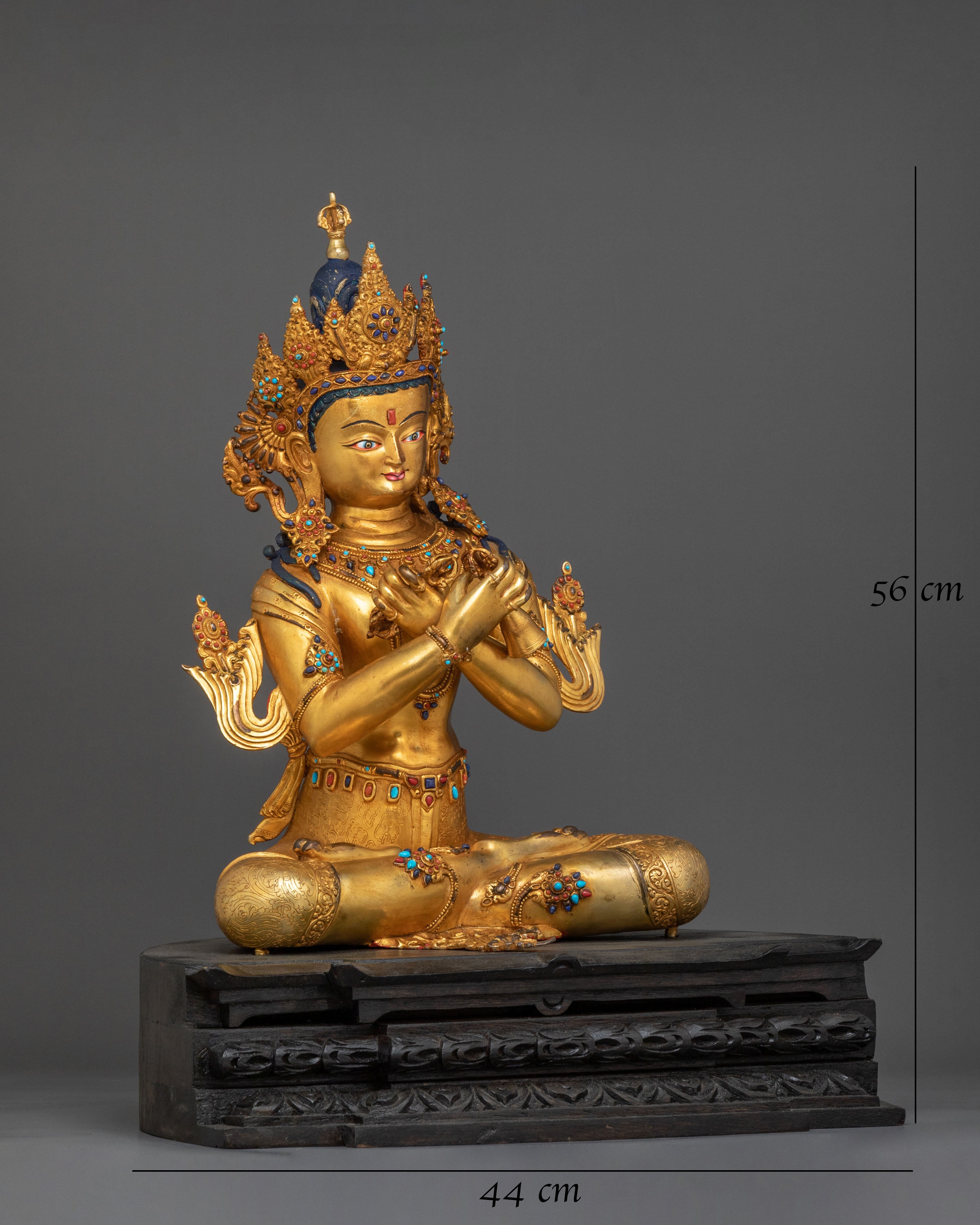 24k Gold Gilded Vajradhara Statue |  Primordial Buddha of Vajrayana Buddhism