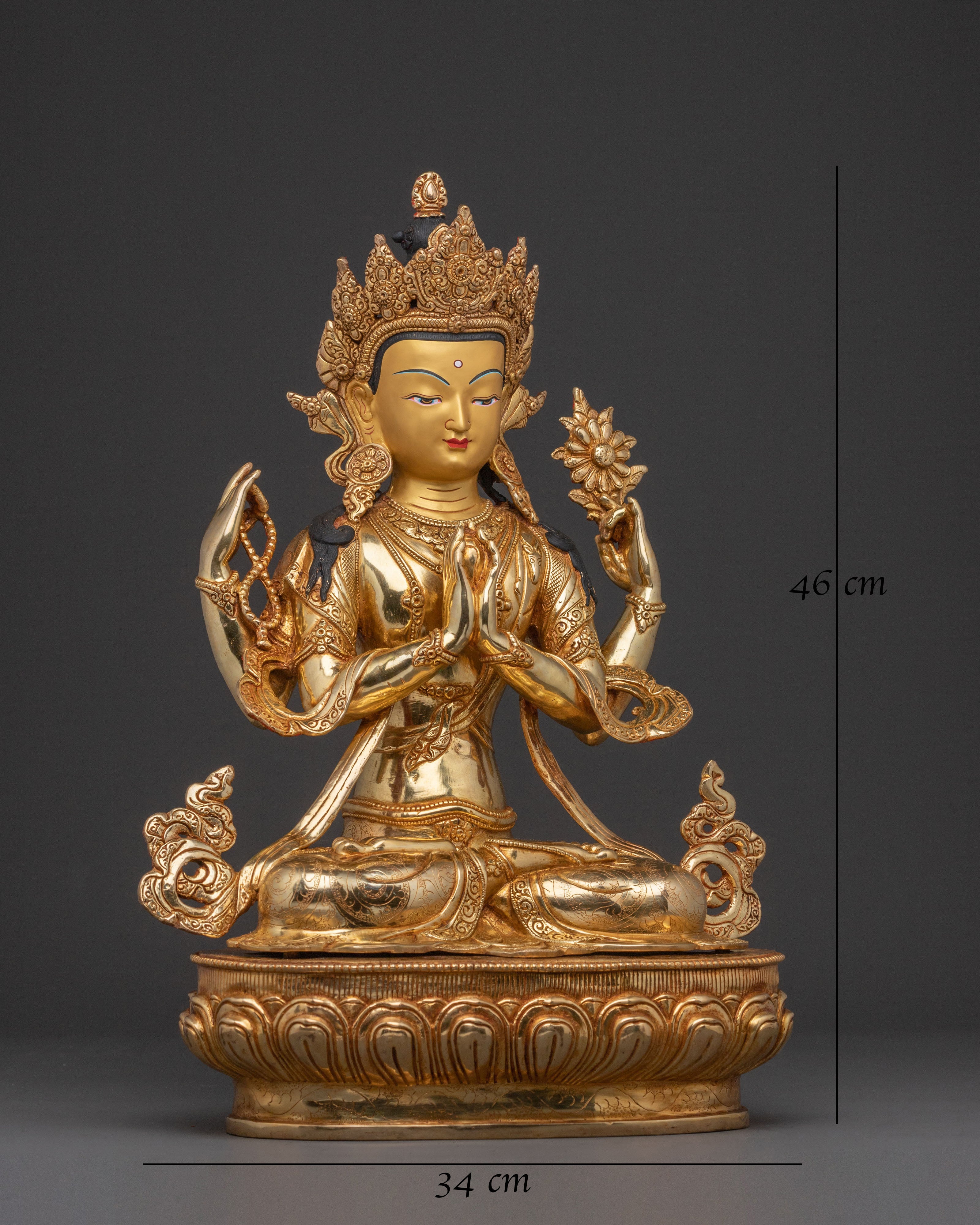 Chenrezig Spiritual Golden Statue | Infinite Compassion