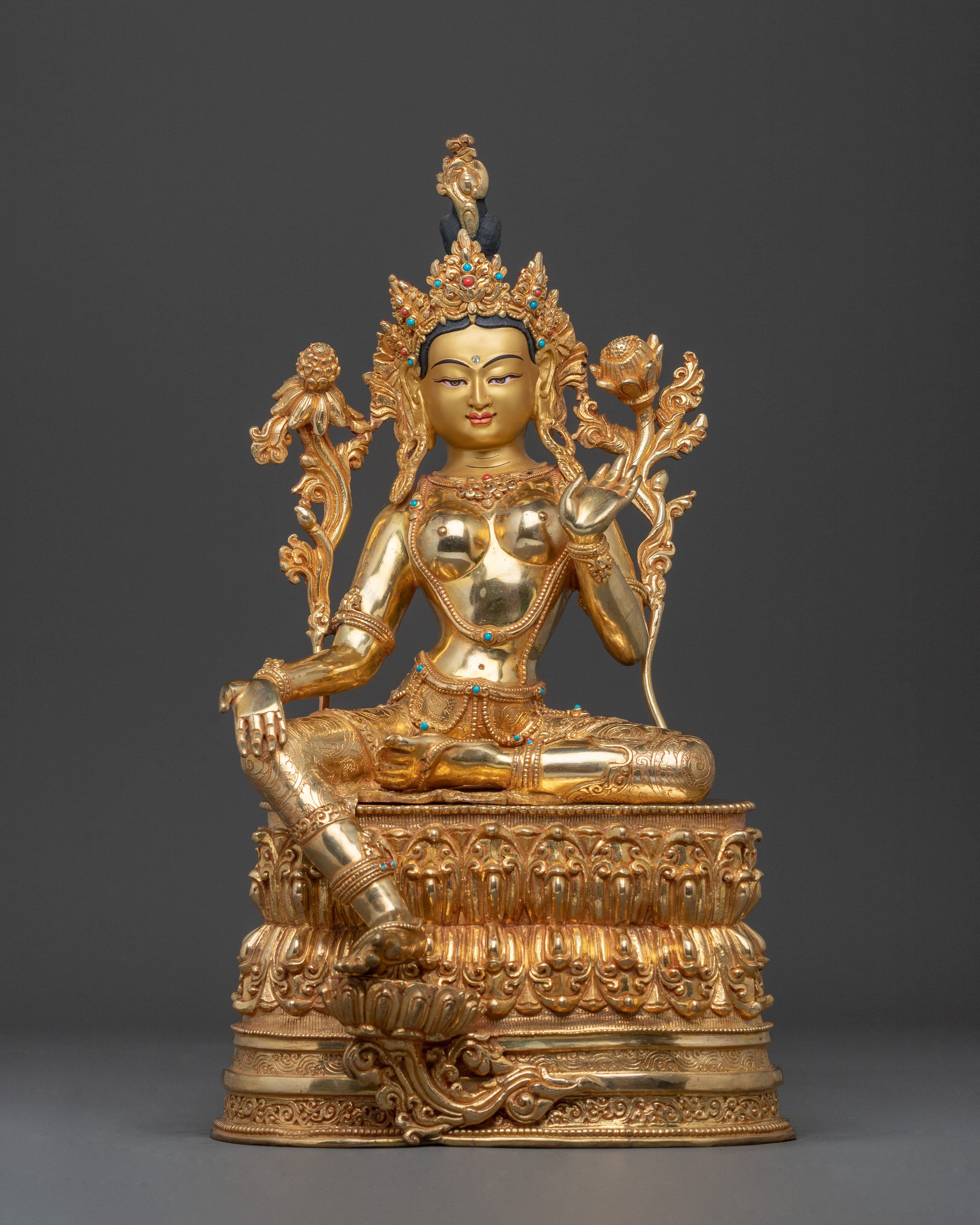Syama Tara Handcrafted Statue – Exquisite 24K Gold Gilded