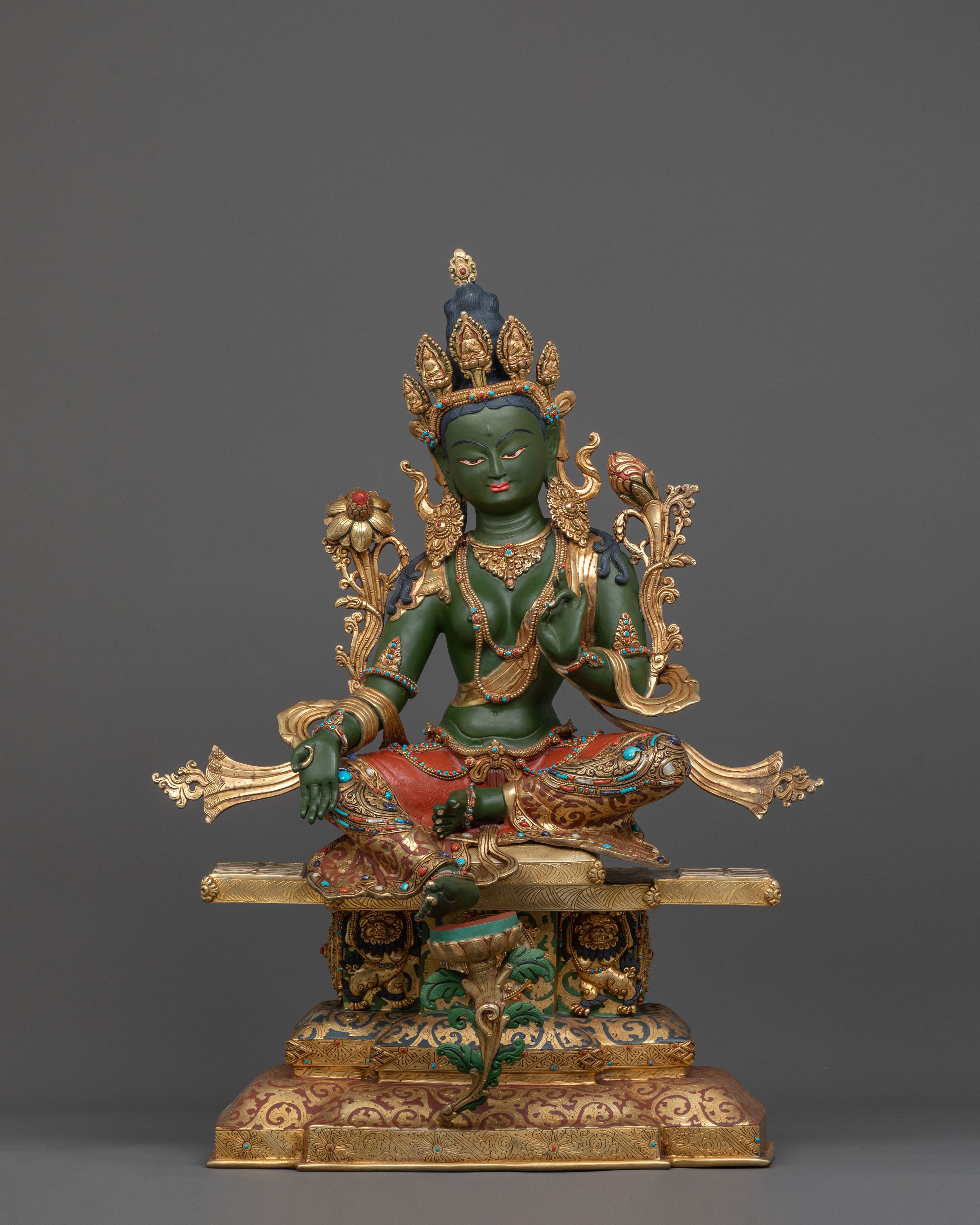 Handmade Green Tara Spiritual Statue | Home Decor