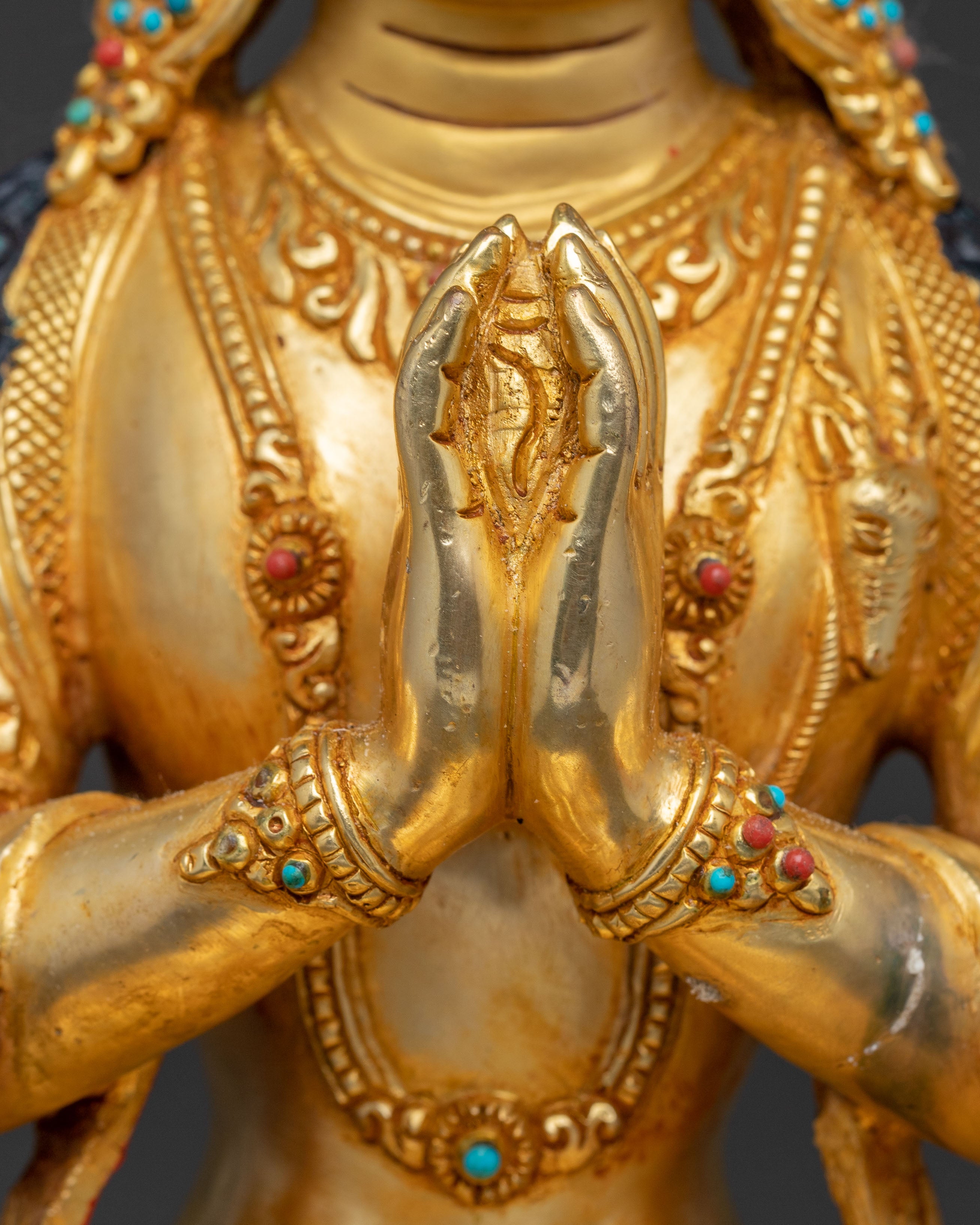Handcrafted Sacred Chenrezig Bodhisattva Copper Statue