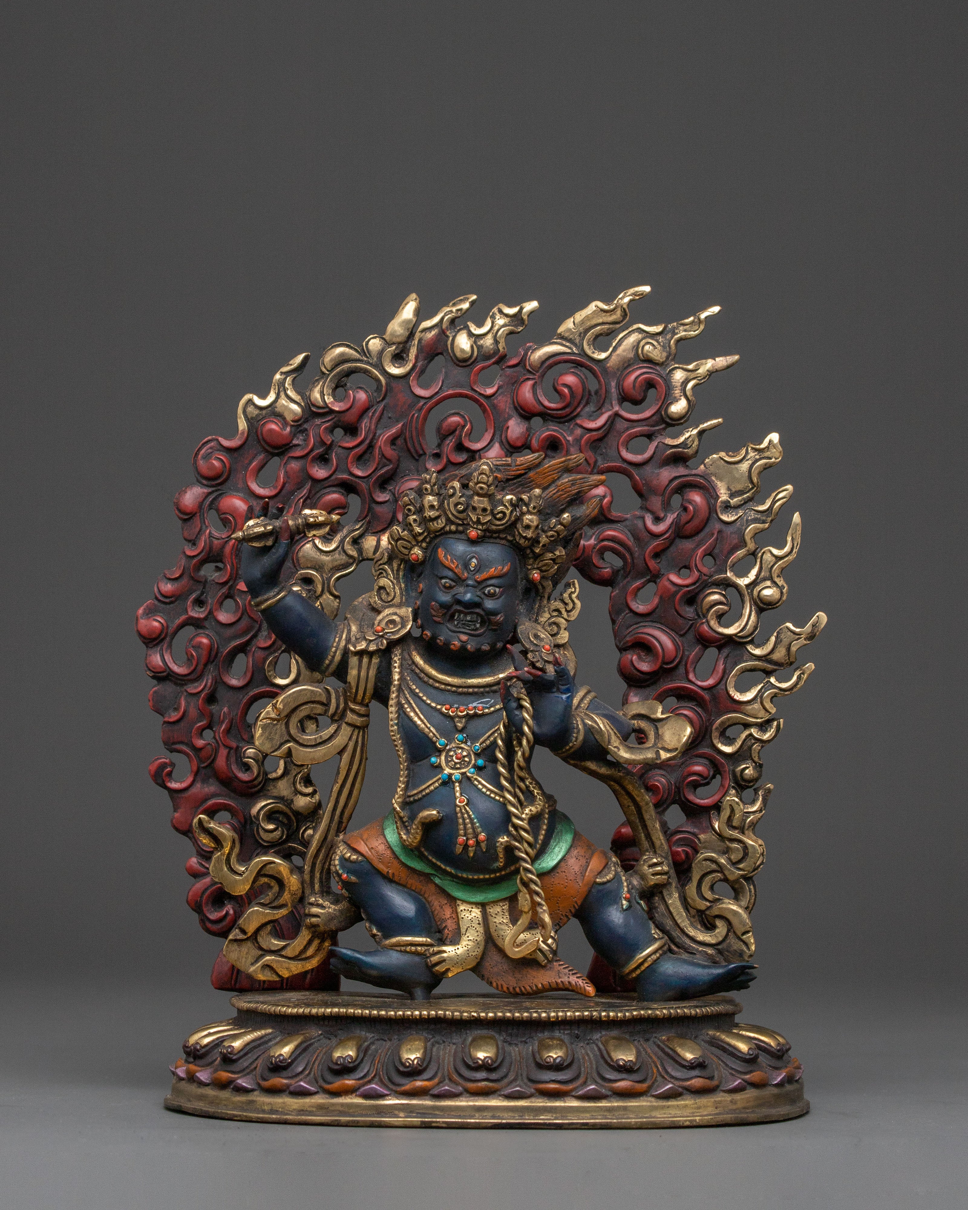 Vajrapani Golden Electroplated Statue: Dynamic Protector