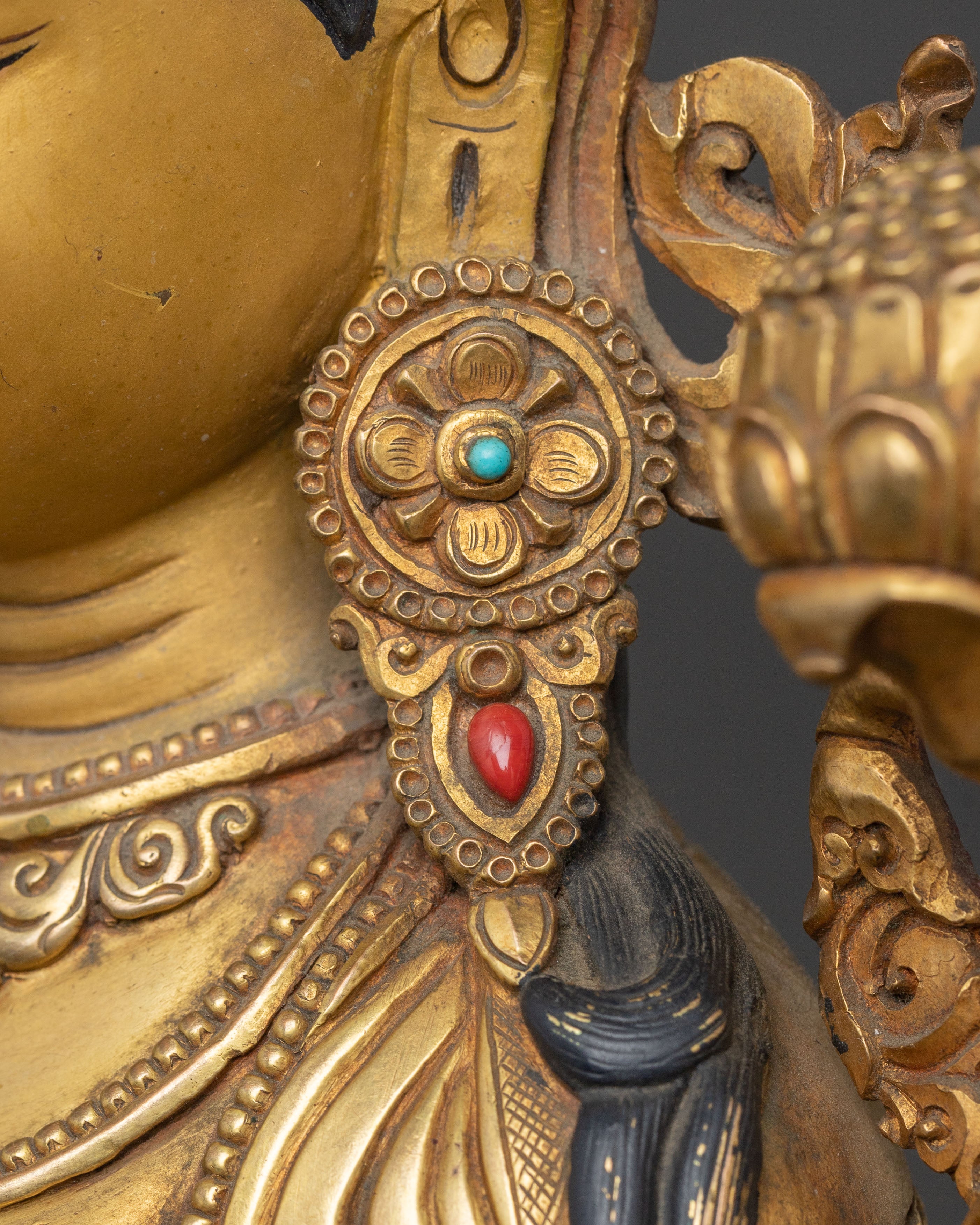 Handcrafted White Tara Statue: Peaceful Bodhisattva Deity of Longevity