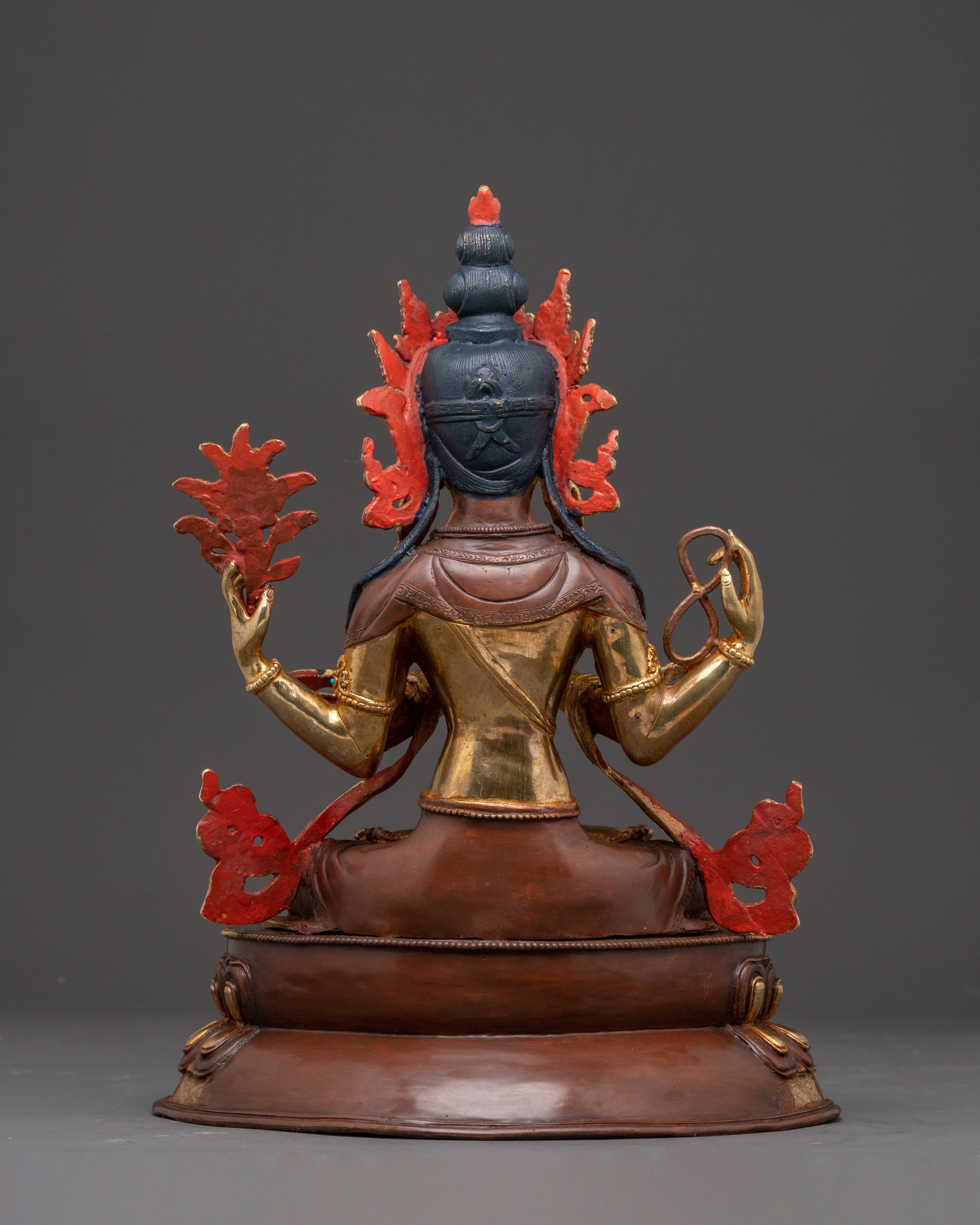 Handmade 24K Gold-Gilded Chenrezig Statue | Compassion Buddha
