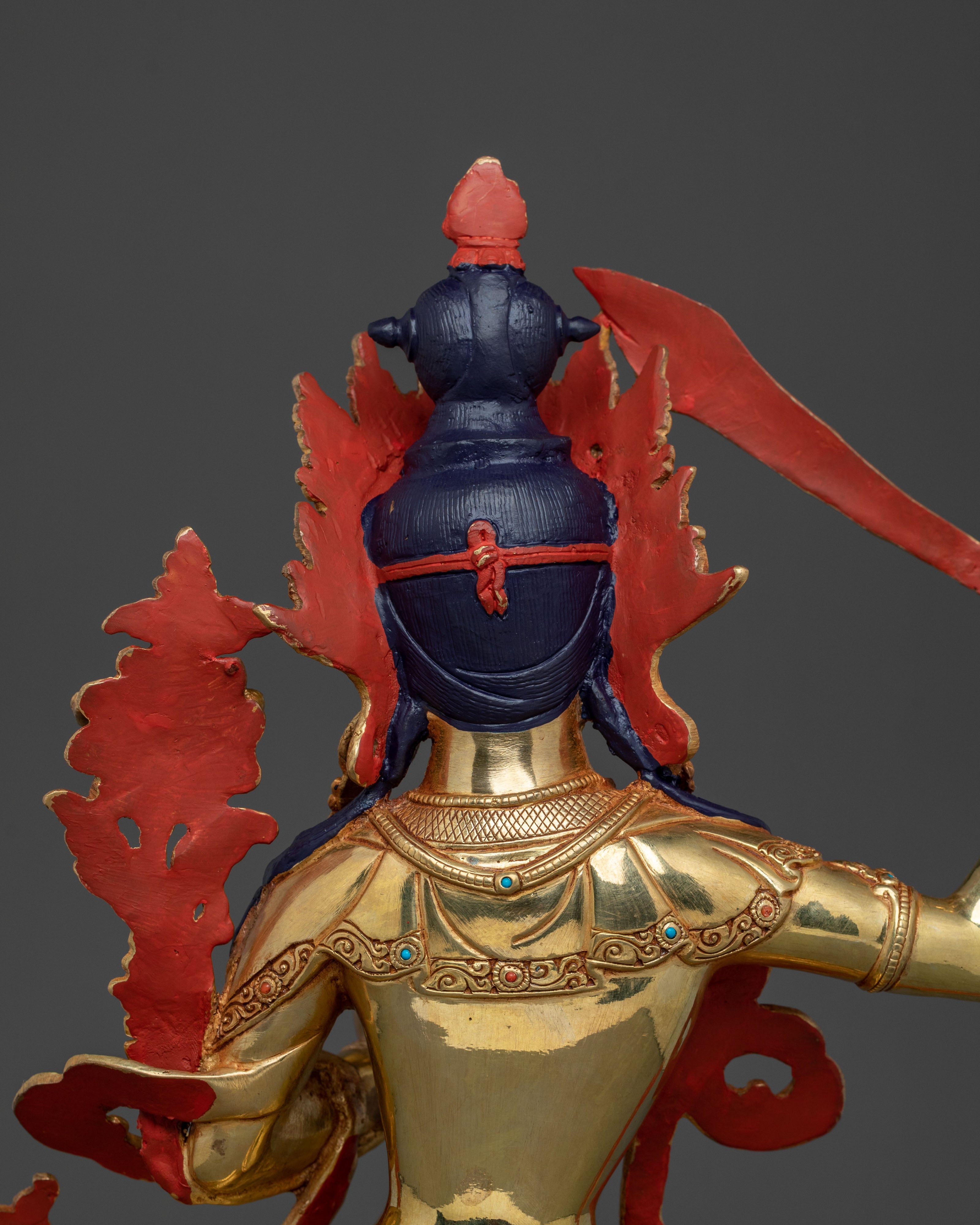 Flaming Sword of Wisdom Manjushri Statue | 24K Gold Gilded