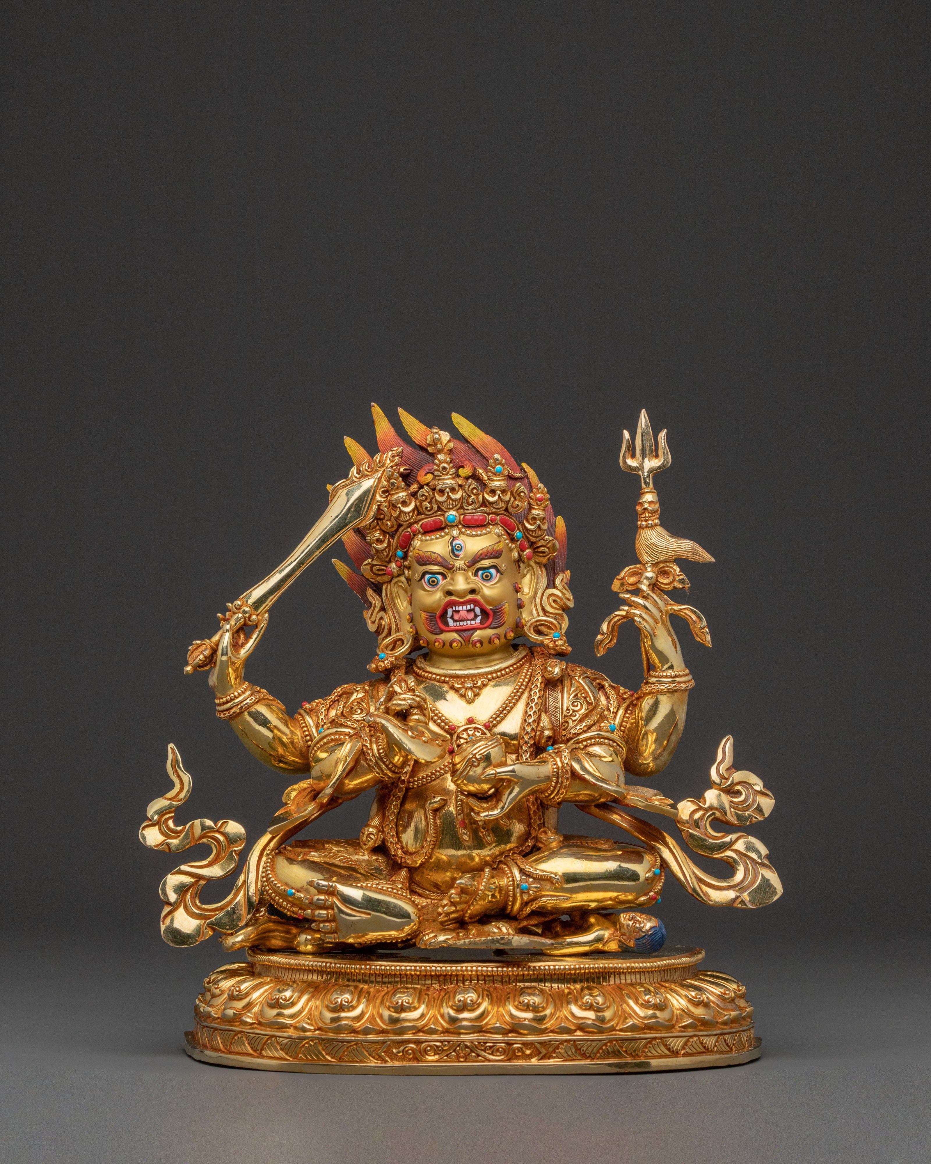 Four Armed Mahakala Statue: Fierce Protector