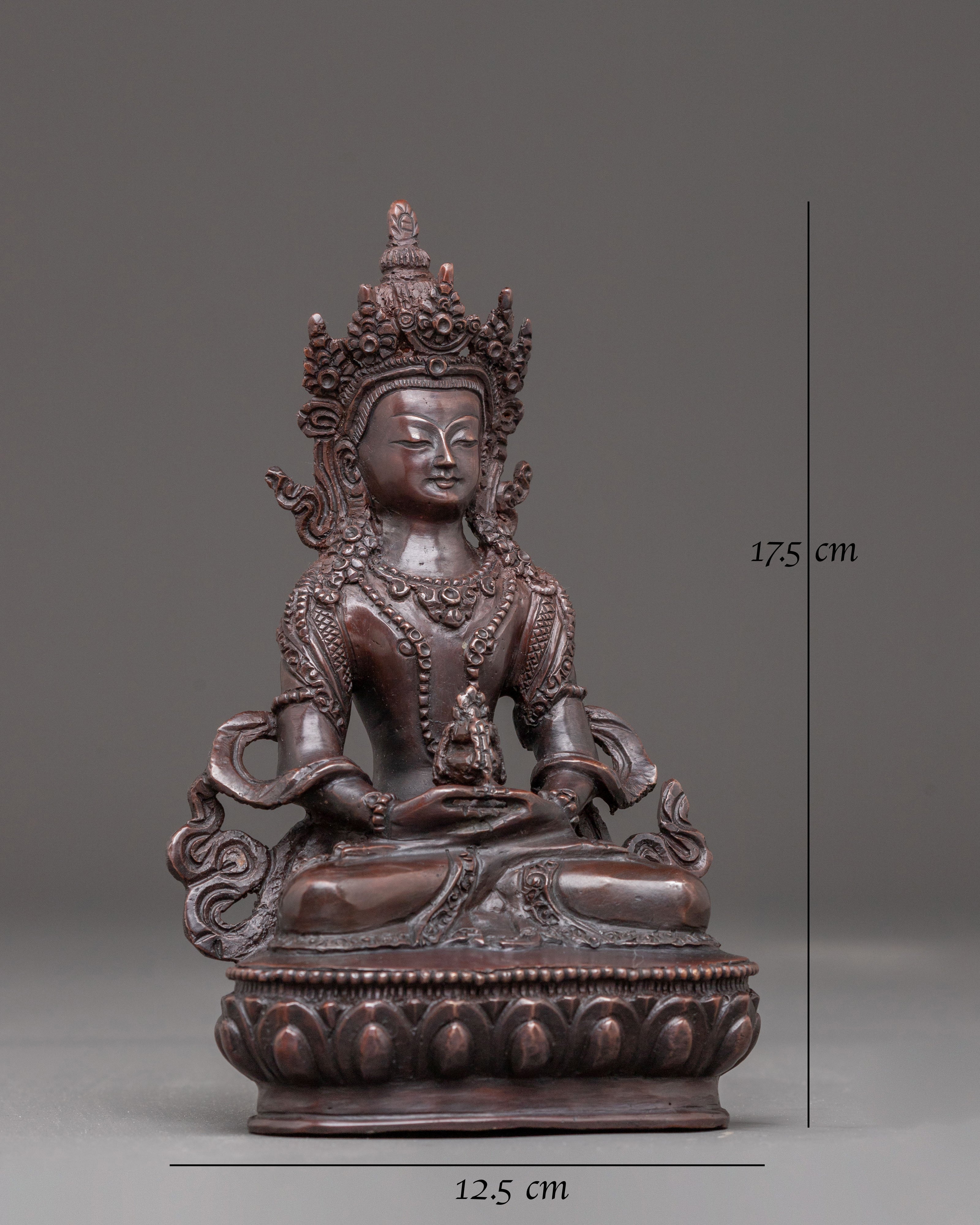 Handmade Amitayus Oxidized Copper Statue | Buddha of Infinite Life