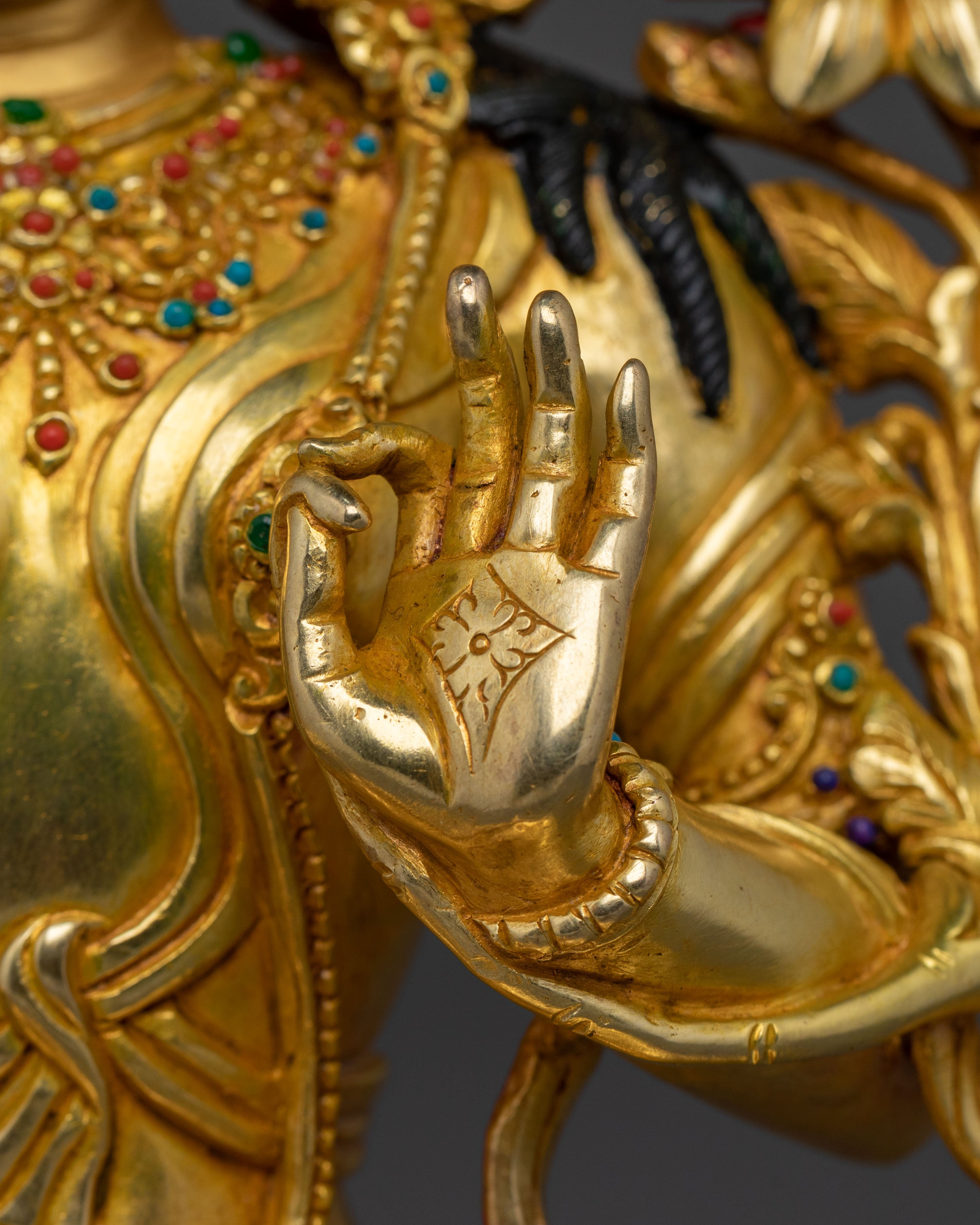 Green Tara Golden Statue | Tibetan Buddhist Icon