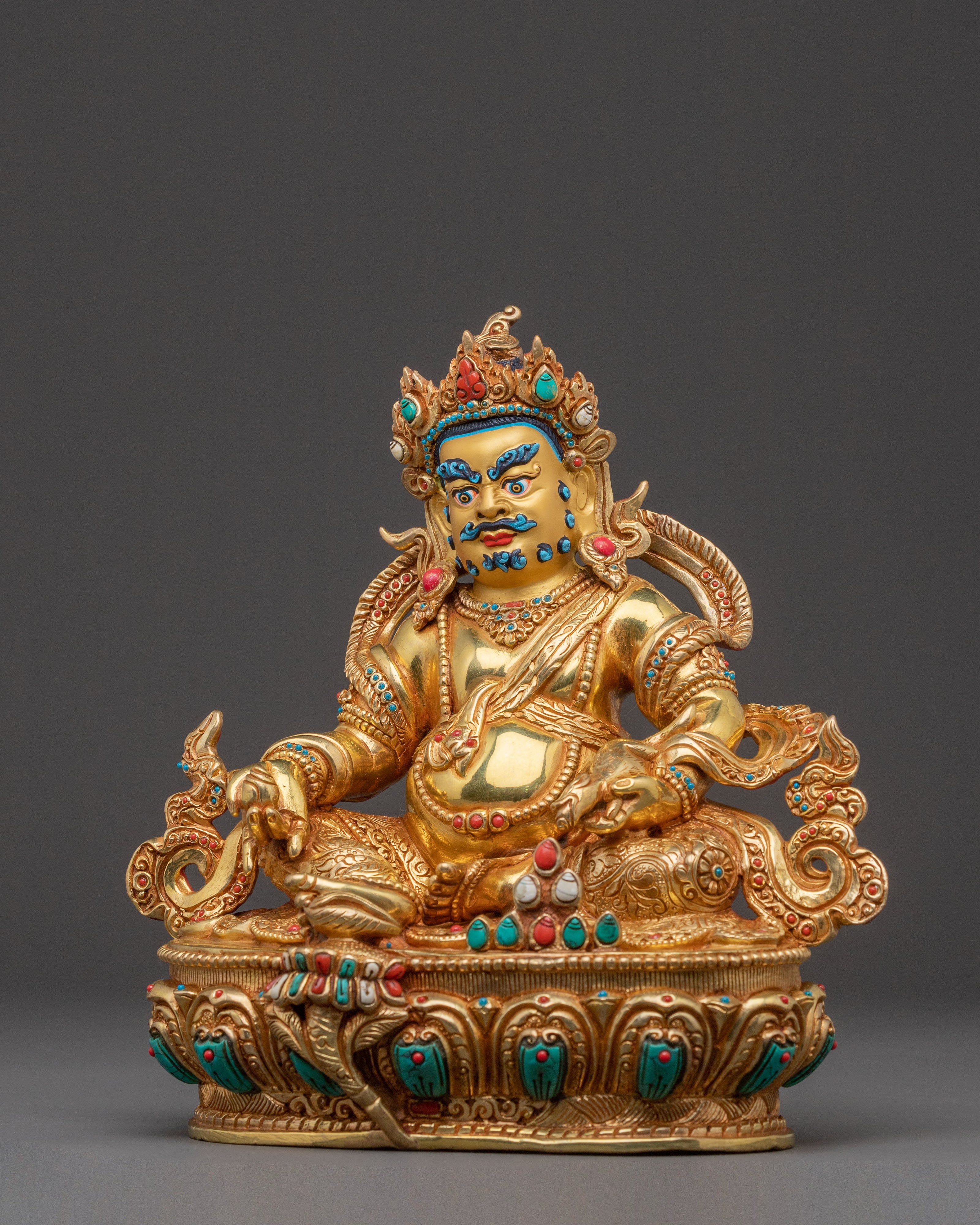 Blessed Statue Dzambhala: 24K Gold Gilded