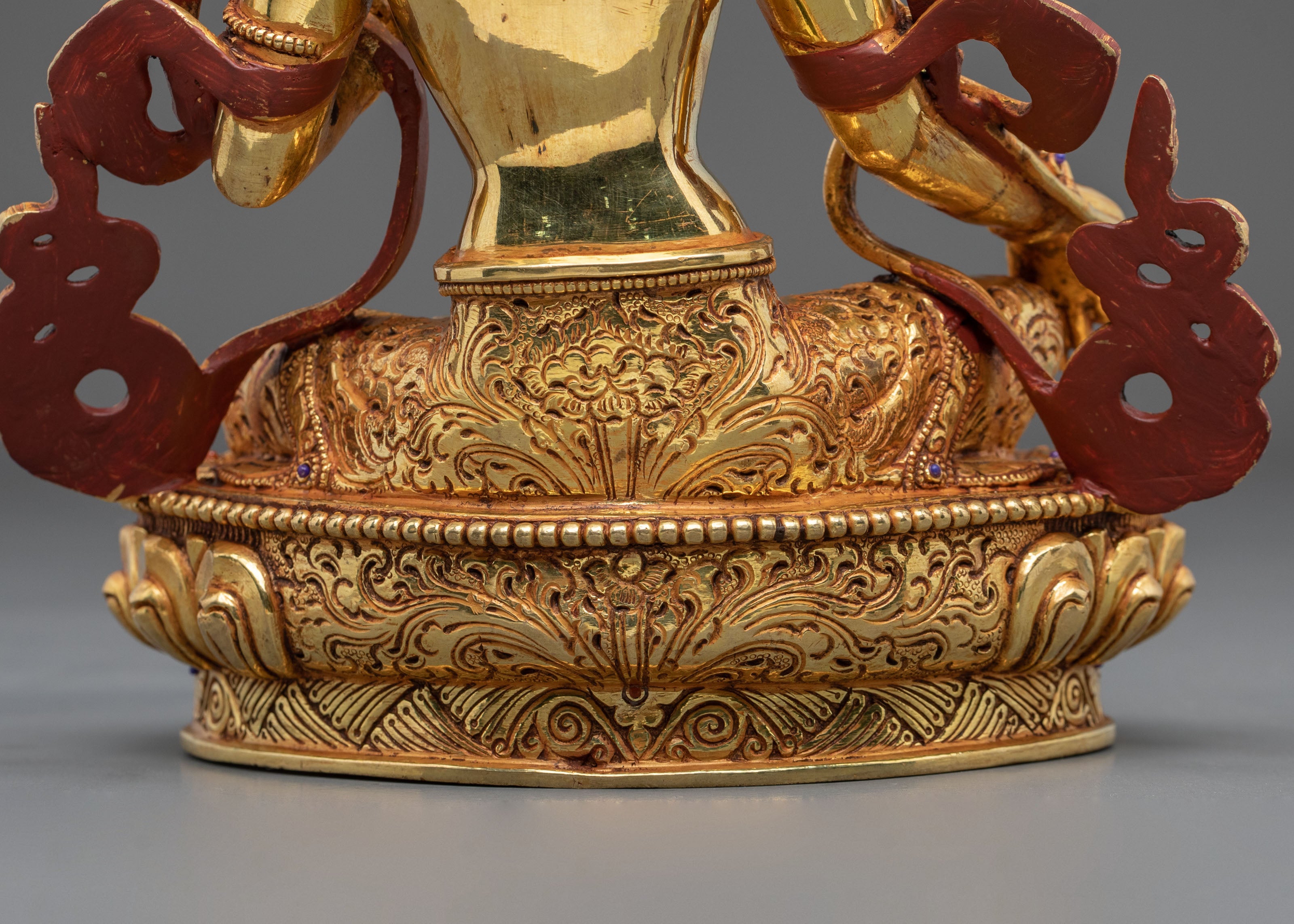 Green Tara 24K Gold Gilded Sculpture | Exquisite Copper Figurine