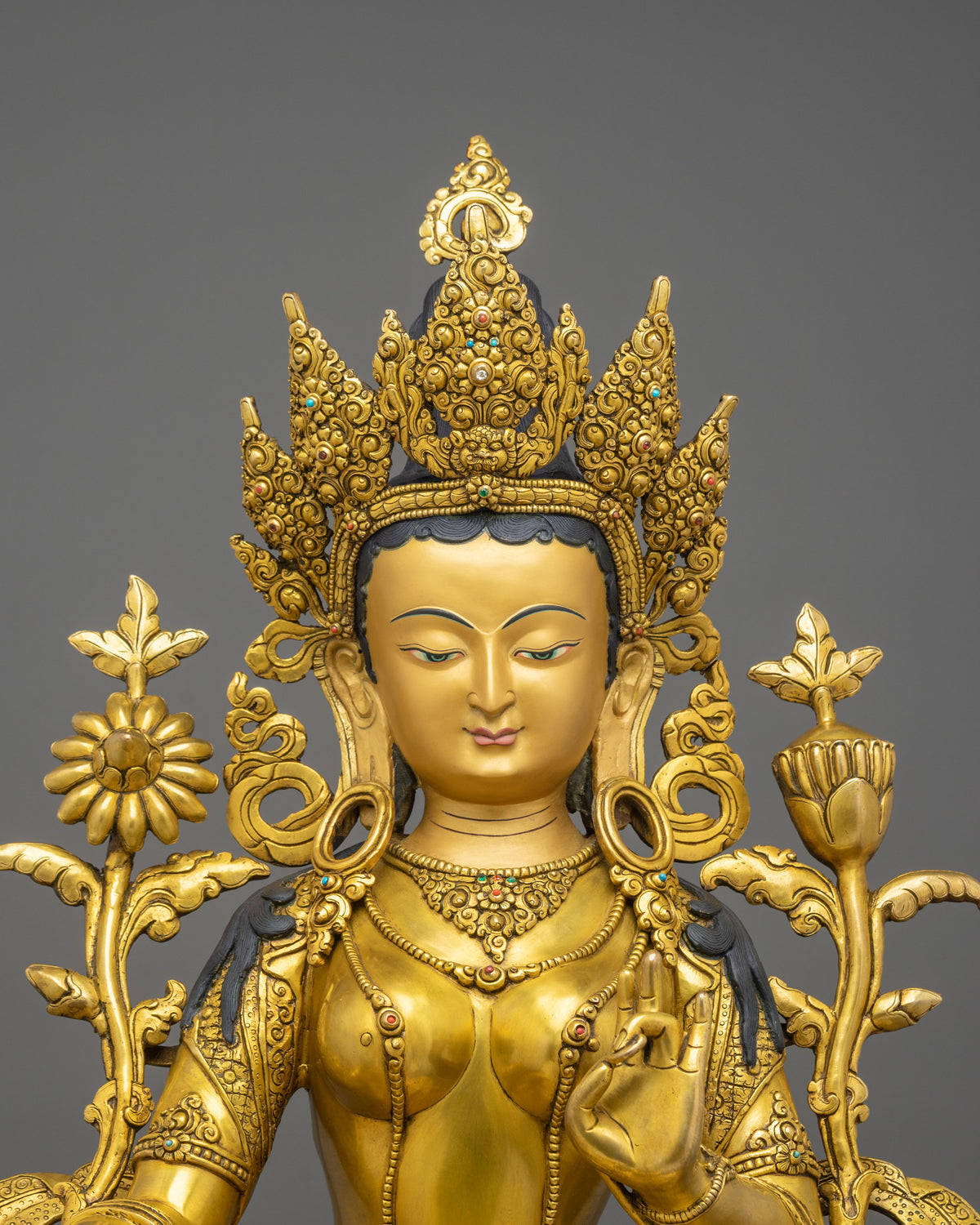 Guardian Green Tara Sacred Rupa | 24K Gold Gilded Copper Statue