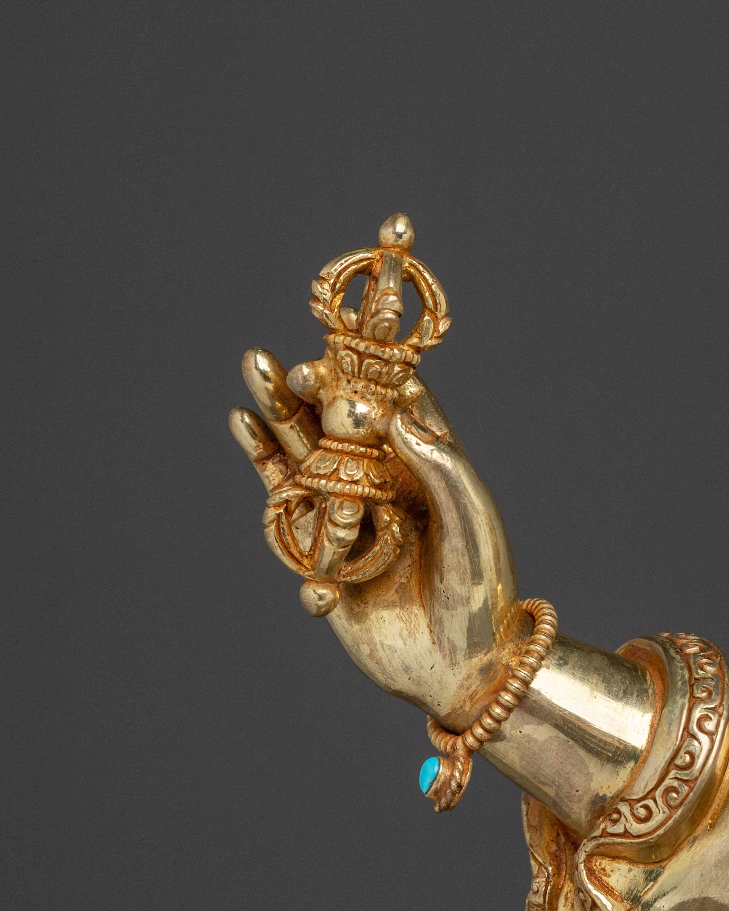 Standing Guru Rinpoche Sacred Sculpture | 24K Gold Gilded