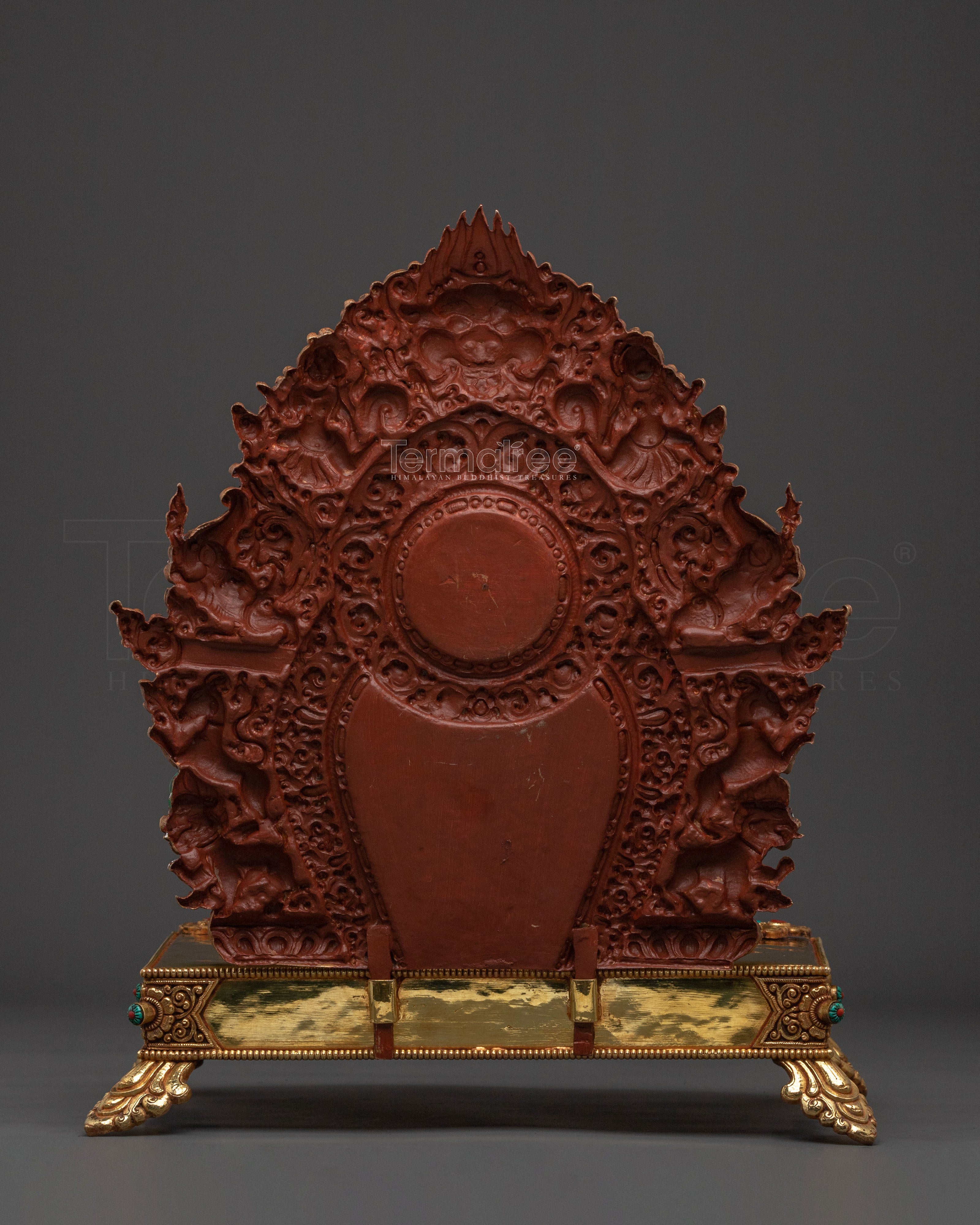 Handcrafted 24K Gold Gilded Throne: Sacred Pedestal