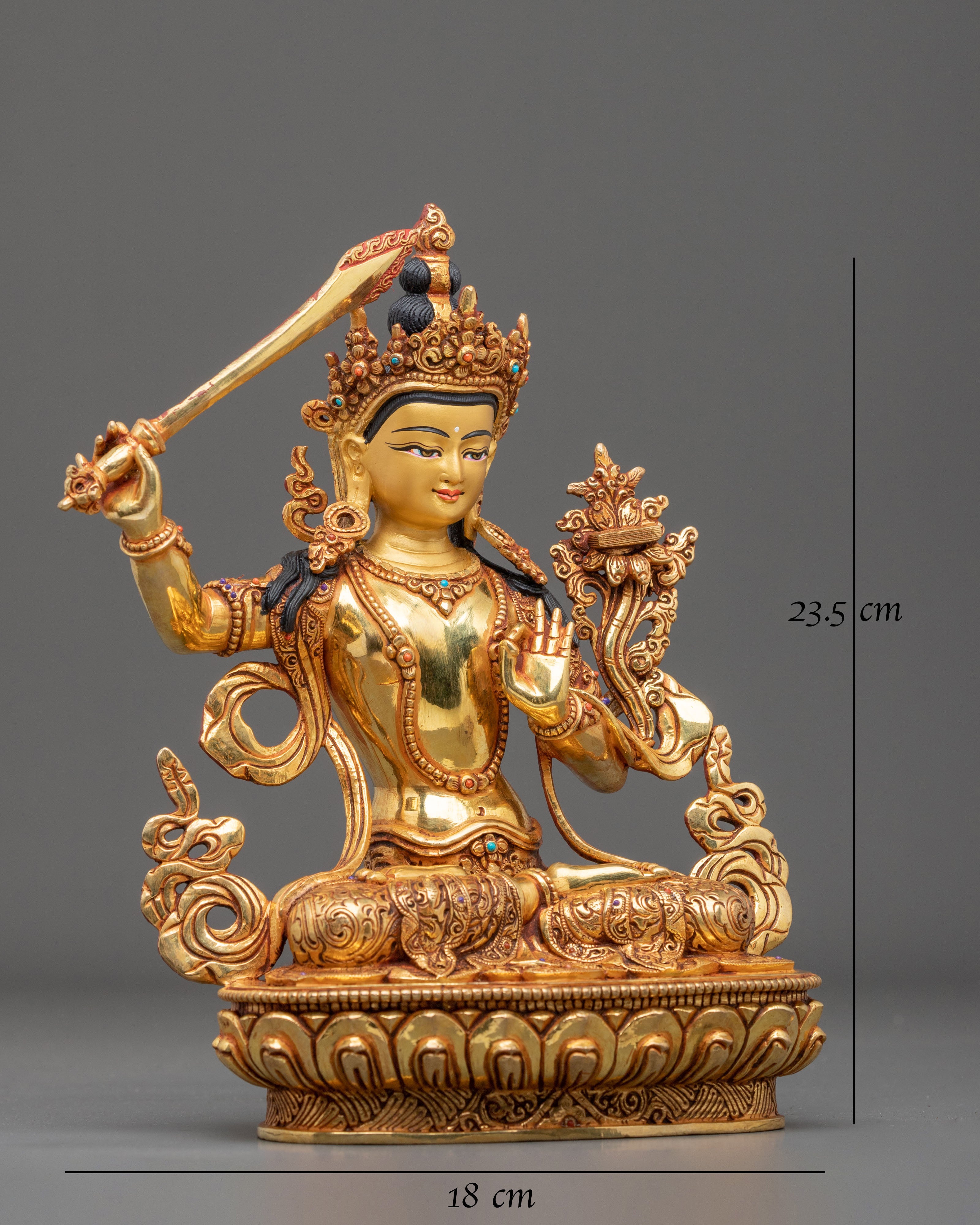 Handmade Manjughoṣa Sculpture | Radiant Wisdom Figurine