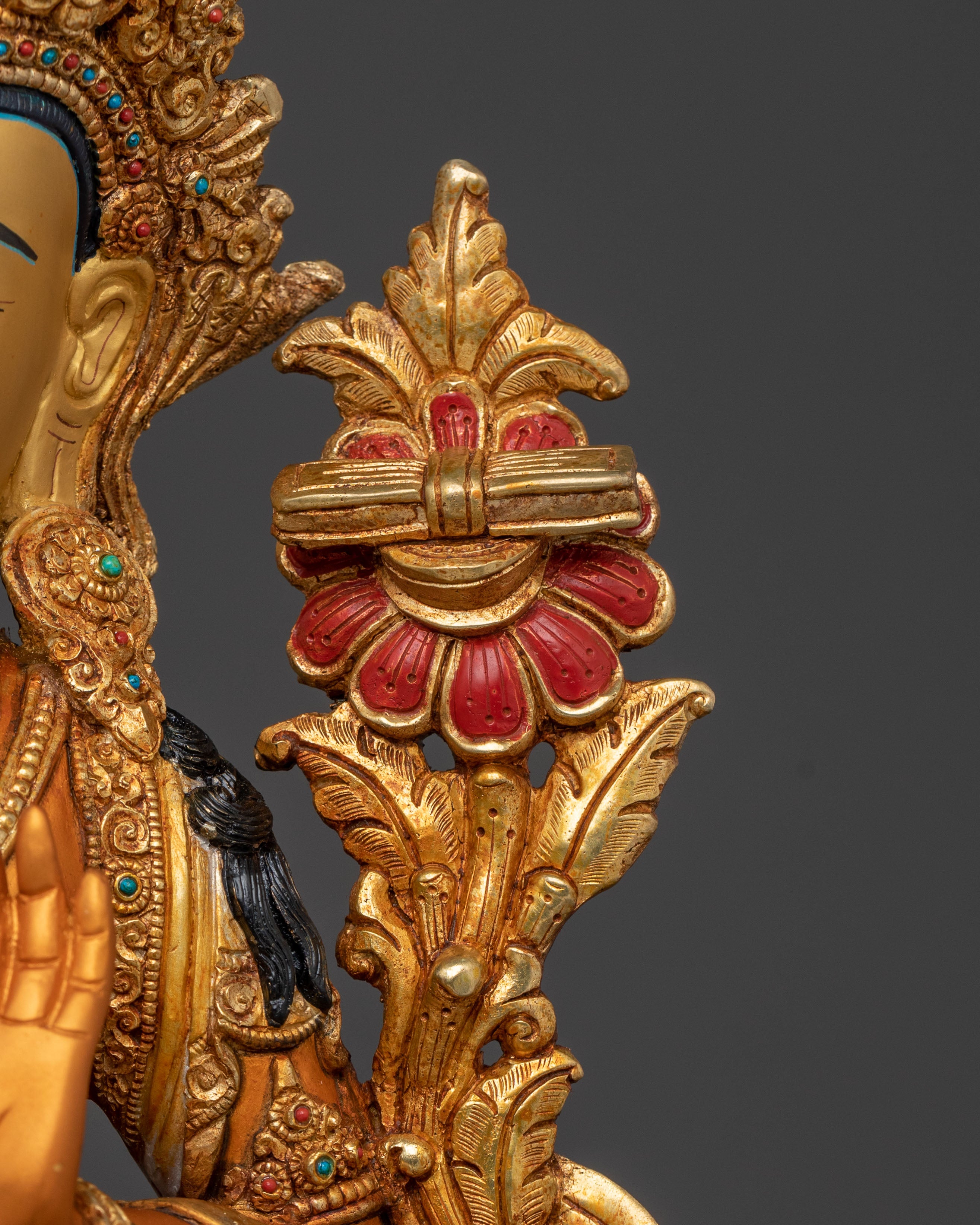 Manjushri Wisdom Statue | 24K Gold Gilded Figure