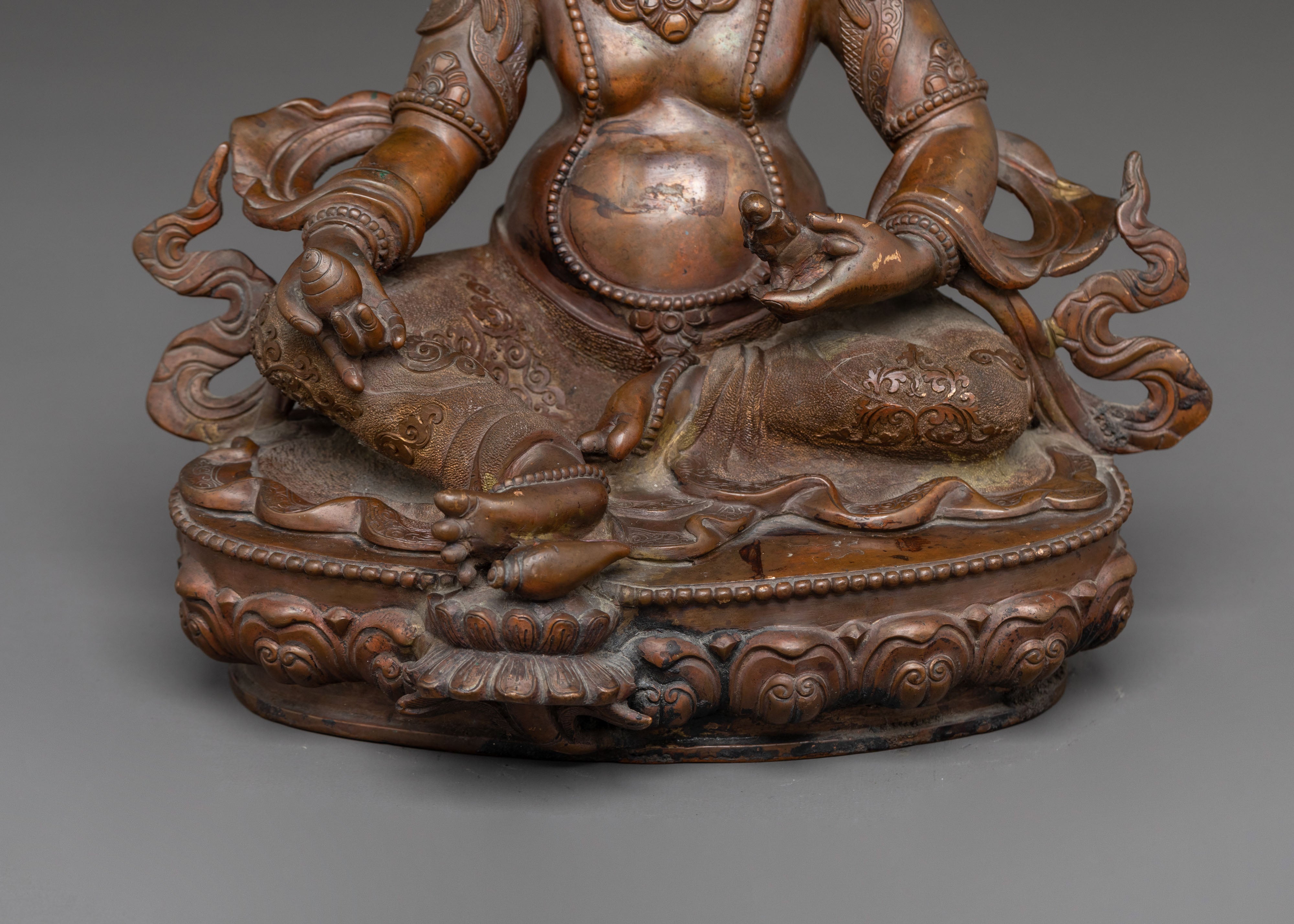 Dzambhala Guardian of Wealth Statue - Antique Oxidized Copper