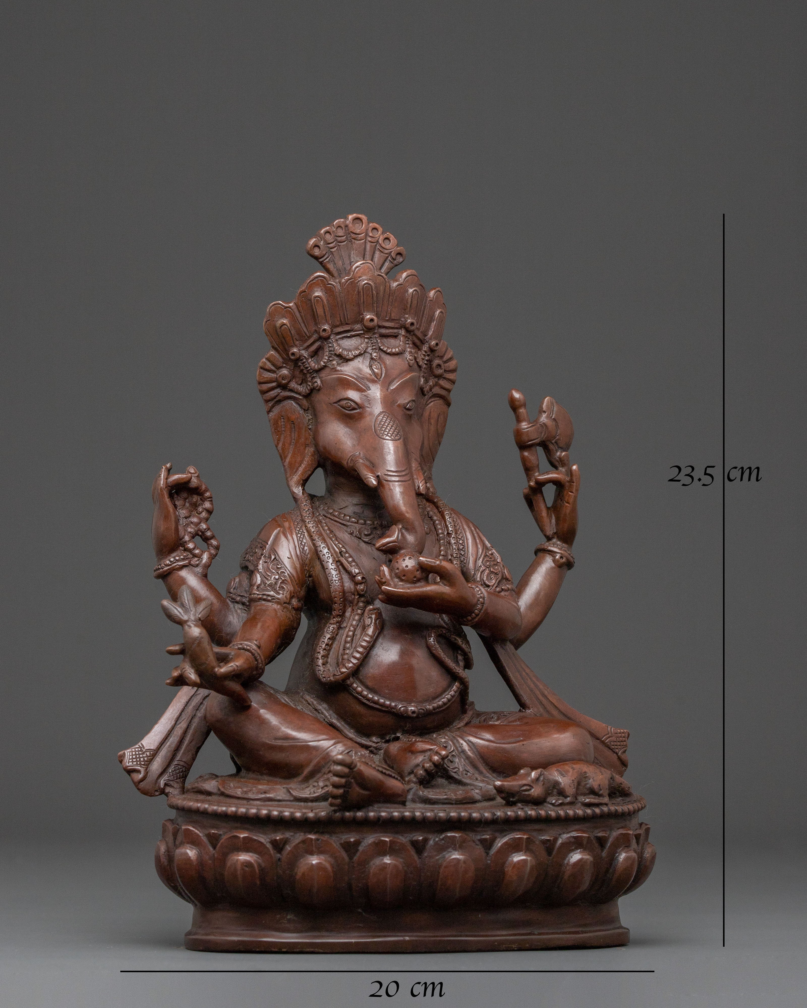 Oxidized Copper Statue of Ganesha: Remover of Obstacles