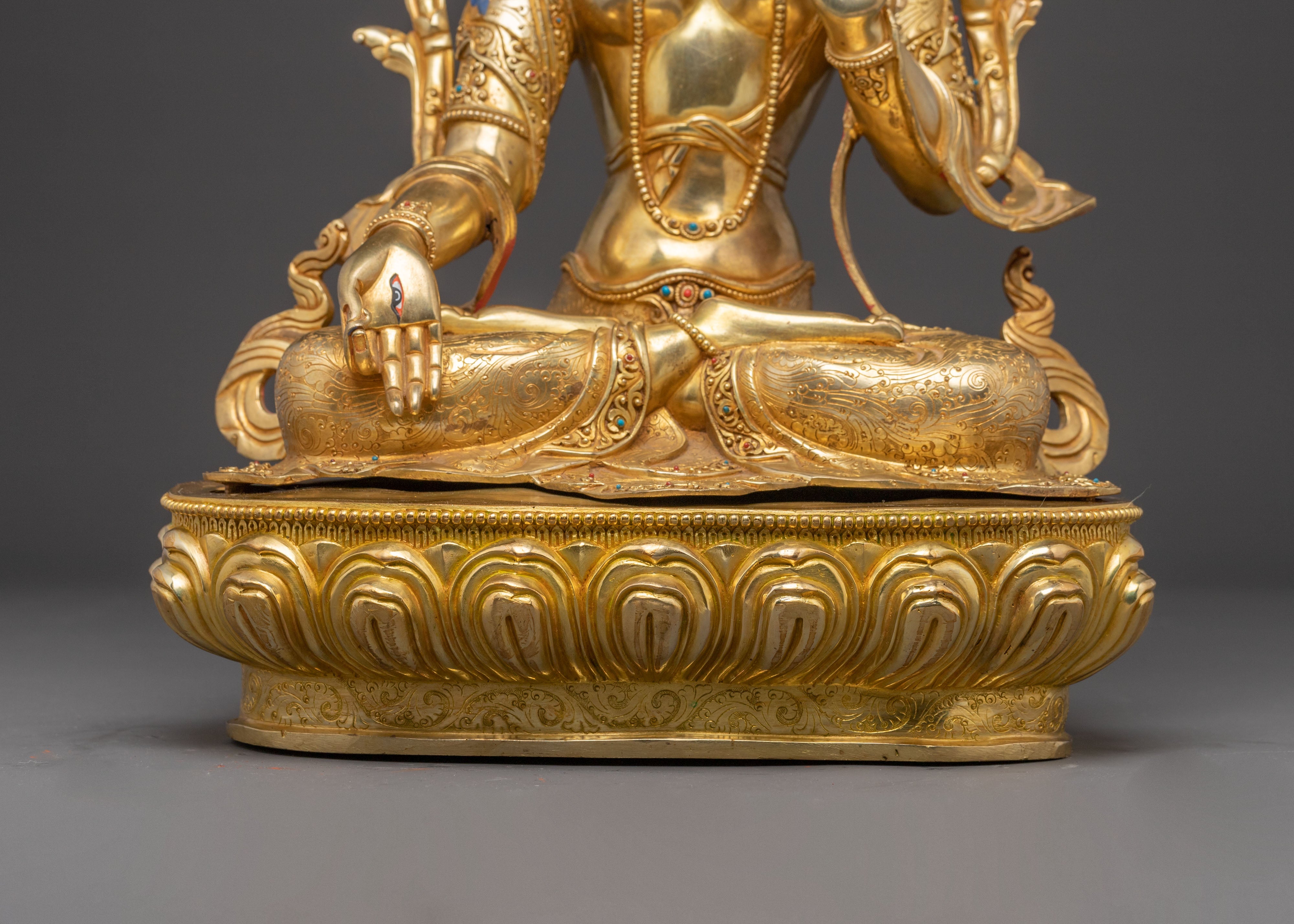 Handcrafted Statue of Seven-Eyed Goddess White Tara | Peaceful Feminine Deity